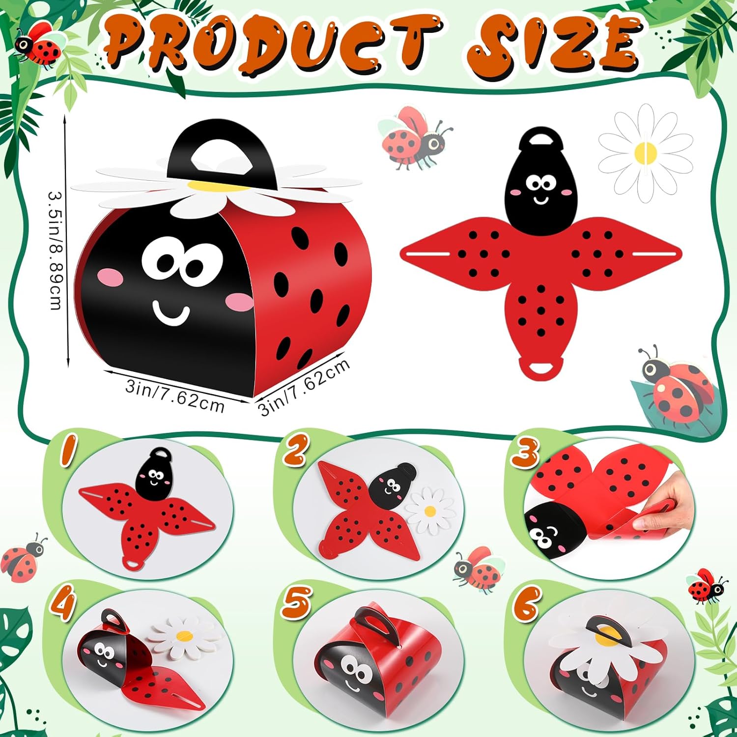 Humyoun 36 Pcs Ladybug Gift Boxes Party Favor Treat Bags