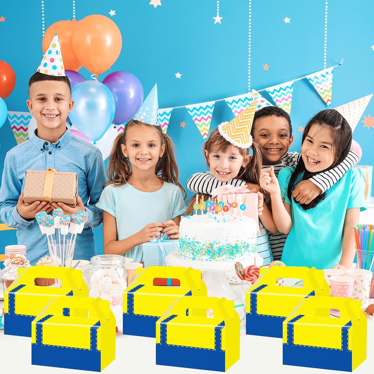 SHONHONG Yellow Cartoon Gift Boxes for Birthday Parties