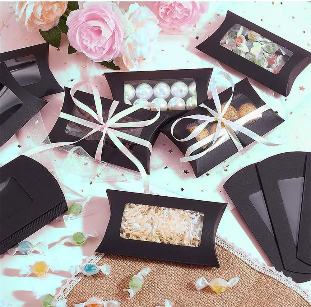 50Pcs Mini Cookie Box with Window Gift Packaging for Parties