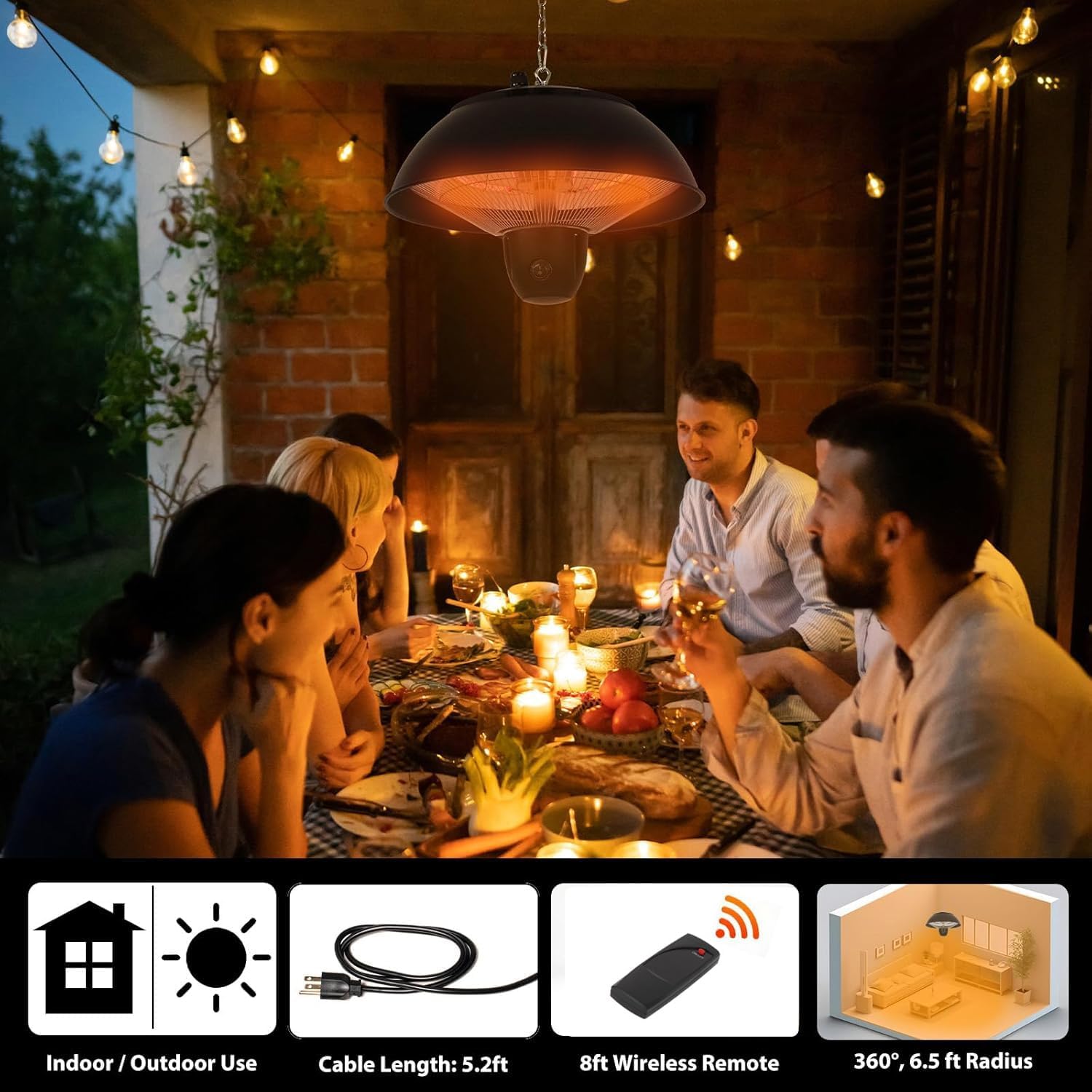 Infrared Hanging Electric Heater with Remote Control