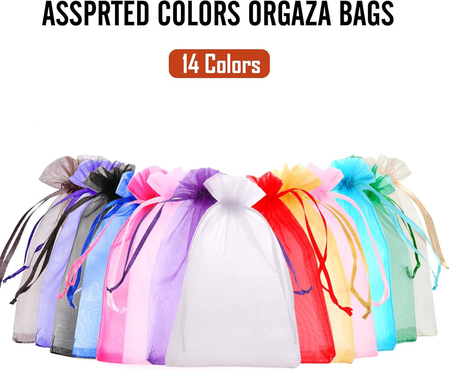 100PCS Multicolor Organza Bags 4x6 Inches Drawstring