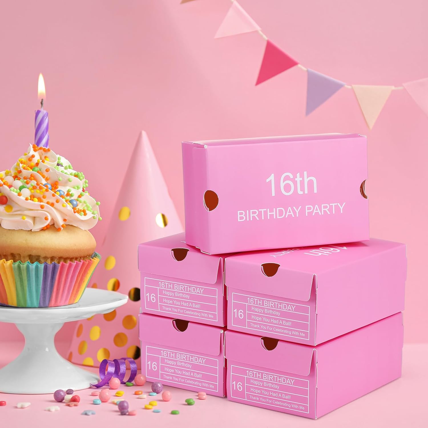 Gueevin 24 Pcs Mini Sneaker Gift Boxes Pink Party Decorations