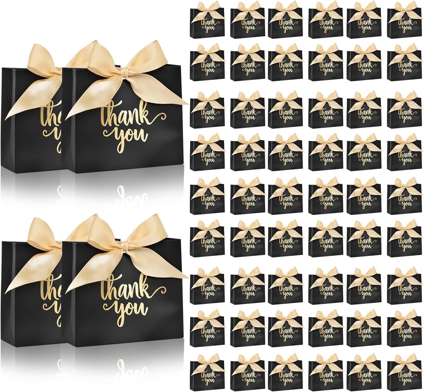 DECHISY 60 Pack Black Mini Gift Bags with Ribbon