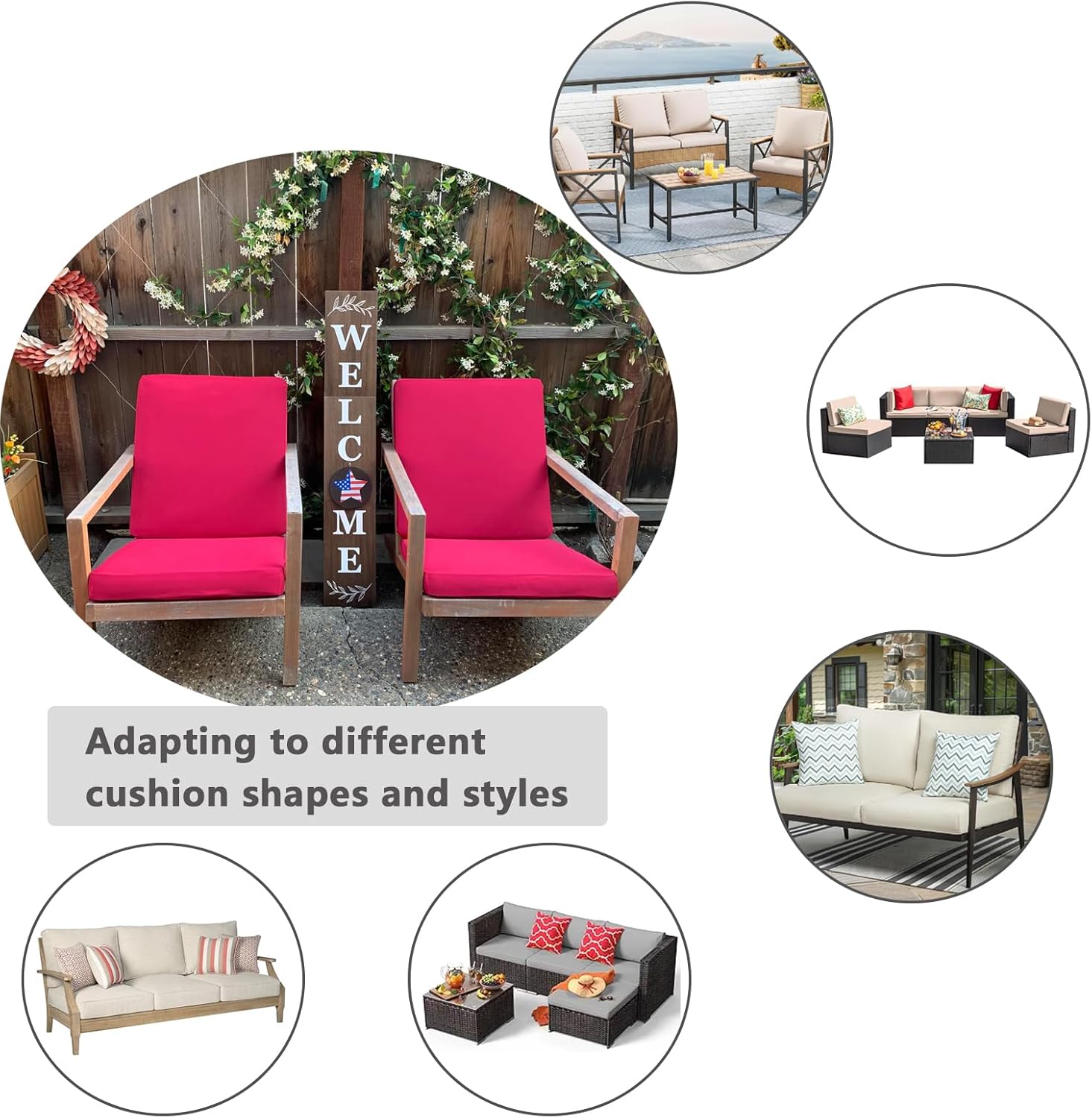 Oslimea 4 Pack Outdoor Cushion Covers Red