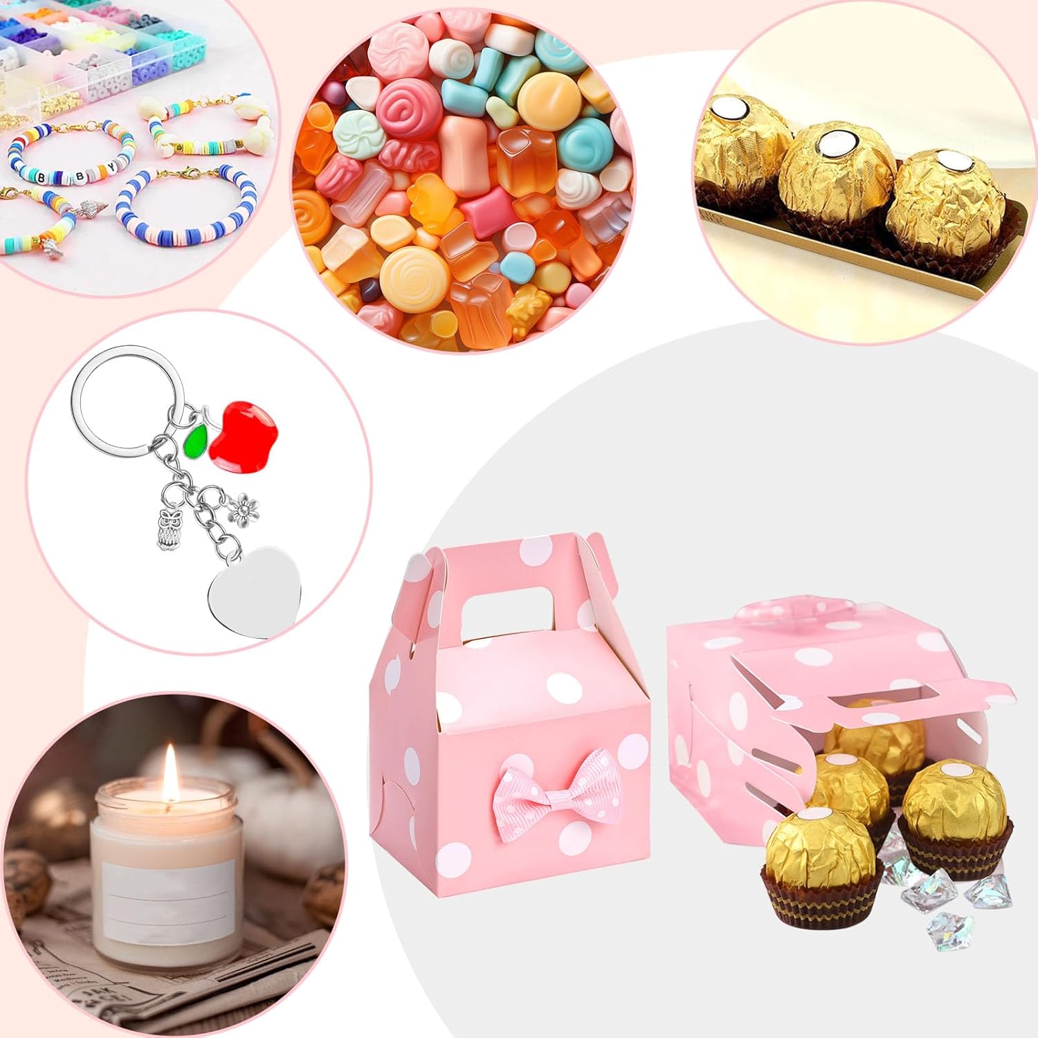 VGOODALL 30PCS Party Favor Boxes Pink Polka Dot Small Treat Bags