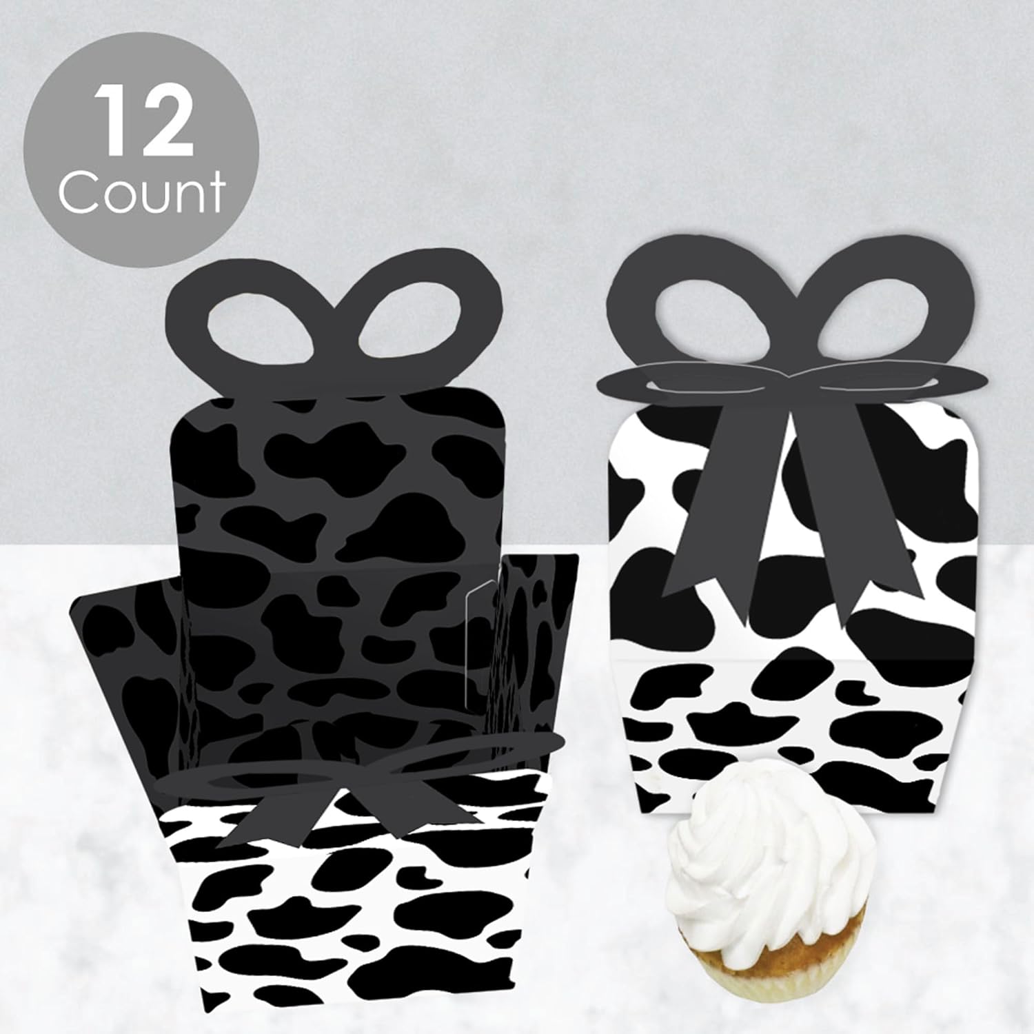 Big Dot of Happiness Cow Print Gift Boxes Set of 12