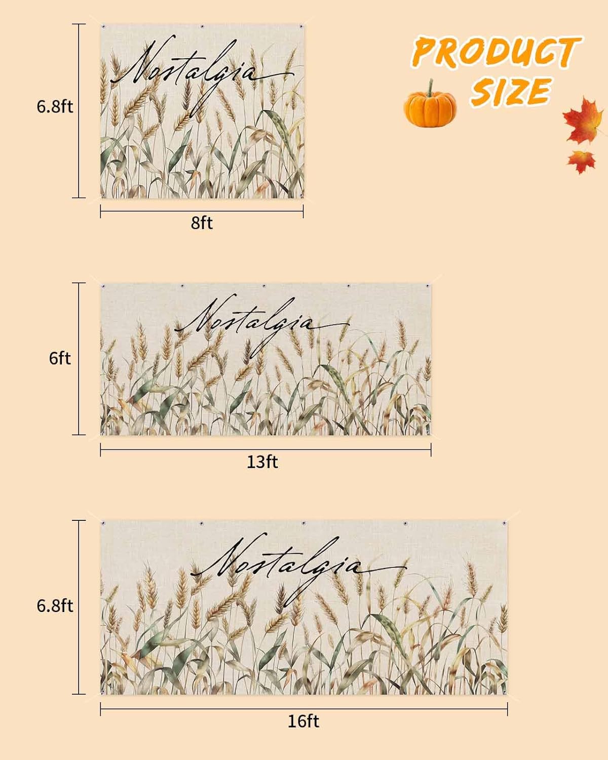 IDOWMAT Autumn Wheat Spikelets Garage Door Cover 7x8ft