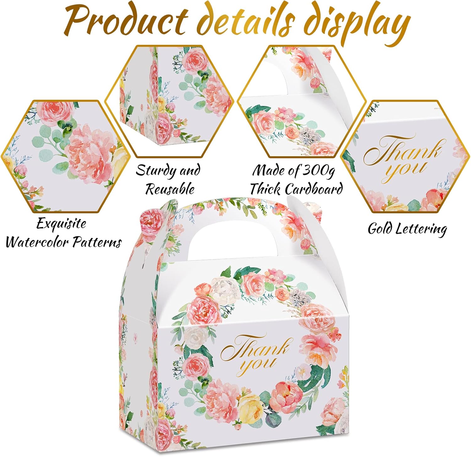 Thank You Gift Boxes 48 Pcs Floral 6x35x35 Inch