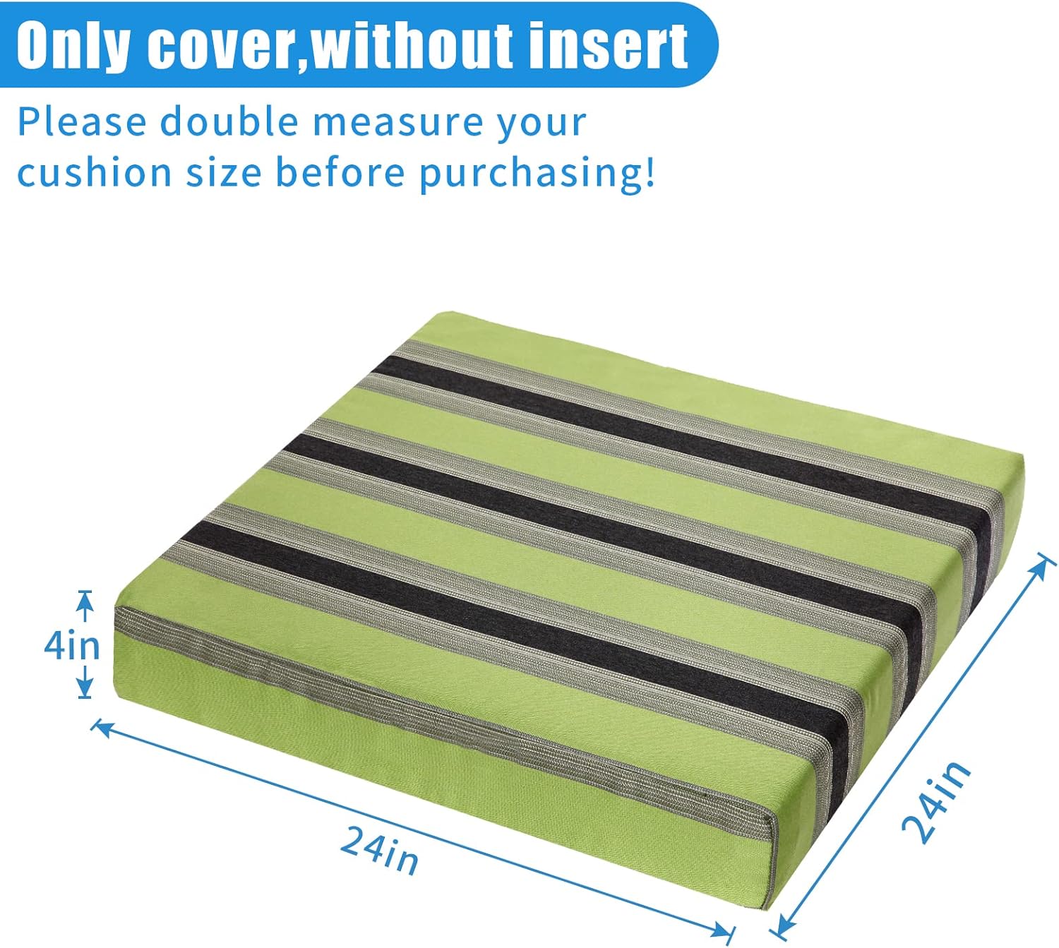 24x24x4 Inch Green Outdoor Cushion Covers 2 Pack