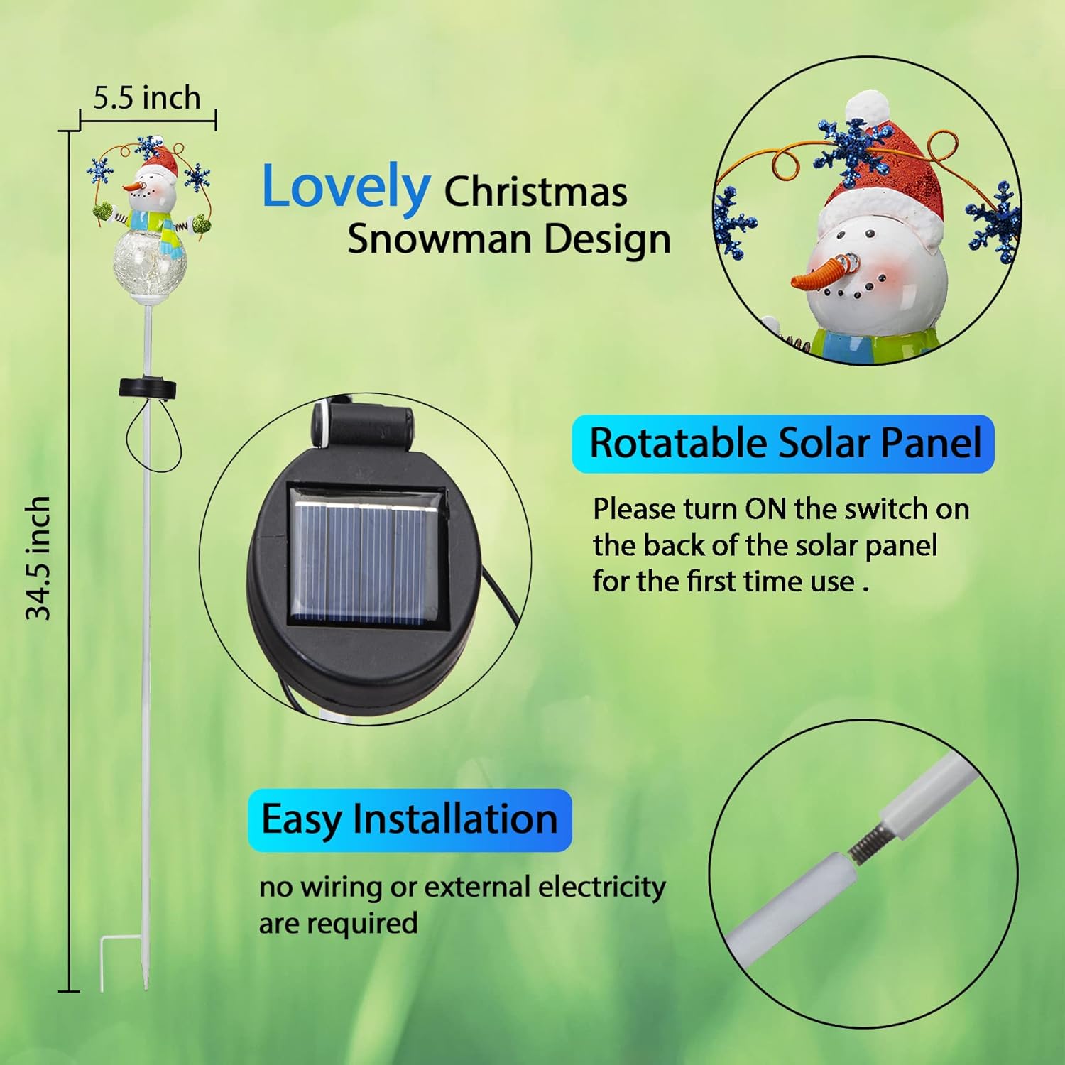 Christmas Snowman Solar Pathway Lights Outdoor Decoration
