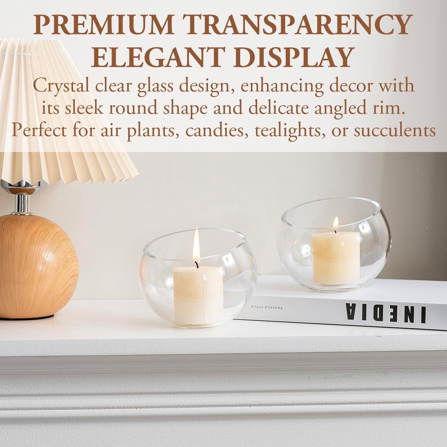 MyGift Premium Hotel Series 5 Inch Clear Glass Terrarium Set of 4