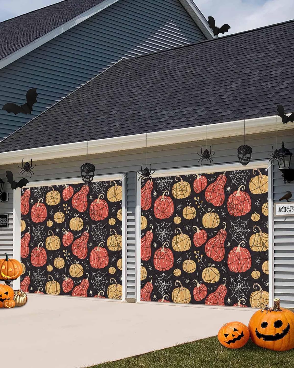 IDOWMAT Abstract Halloween Garage Door Cover 7x8ft
