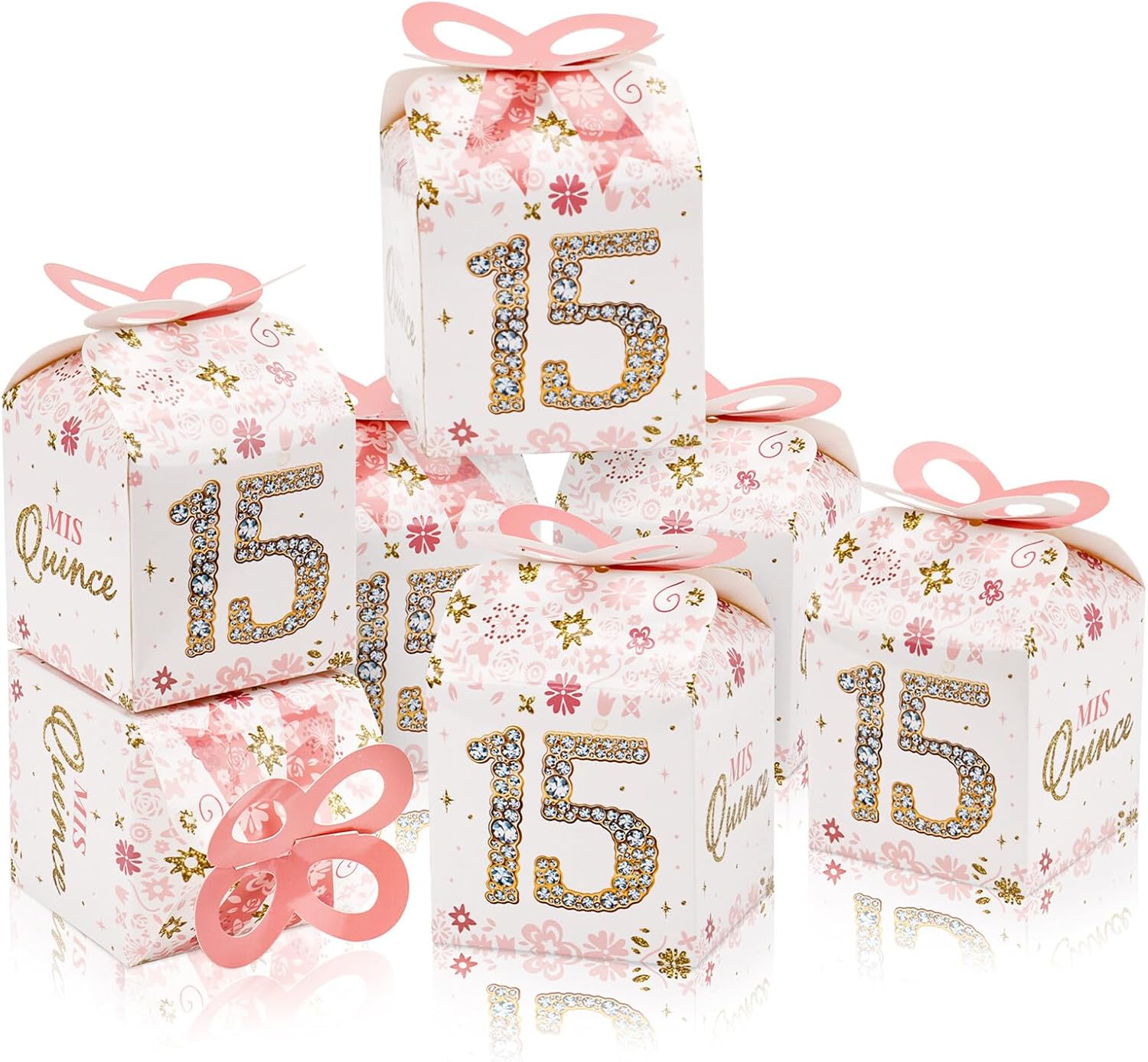 Qonmpcvu 50PCS 15th Birthday Gift Boxes Rose Gold Decor