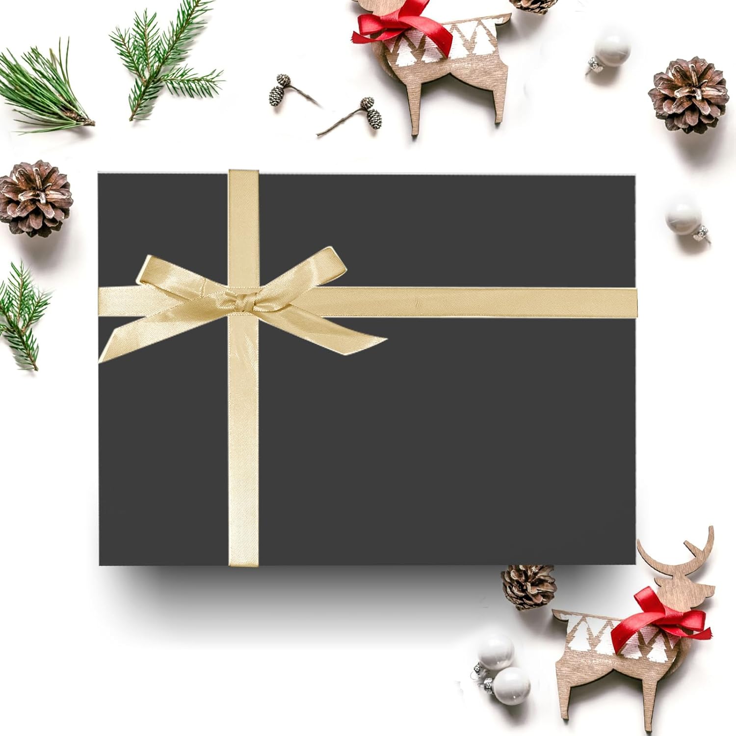 12 Piece Black Gift Box with Lid and Ribbon