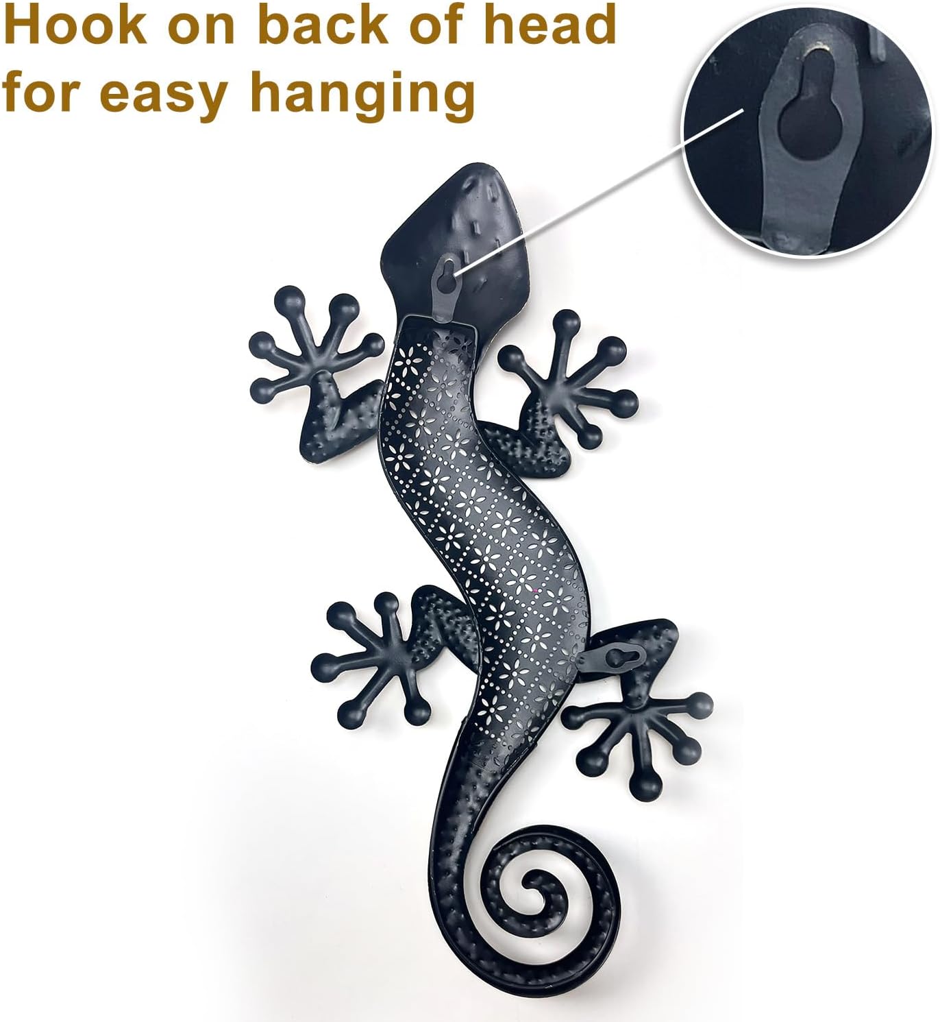 LIFFY Gecko Metal Wall Art 2 Pack 15 Inch Decor