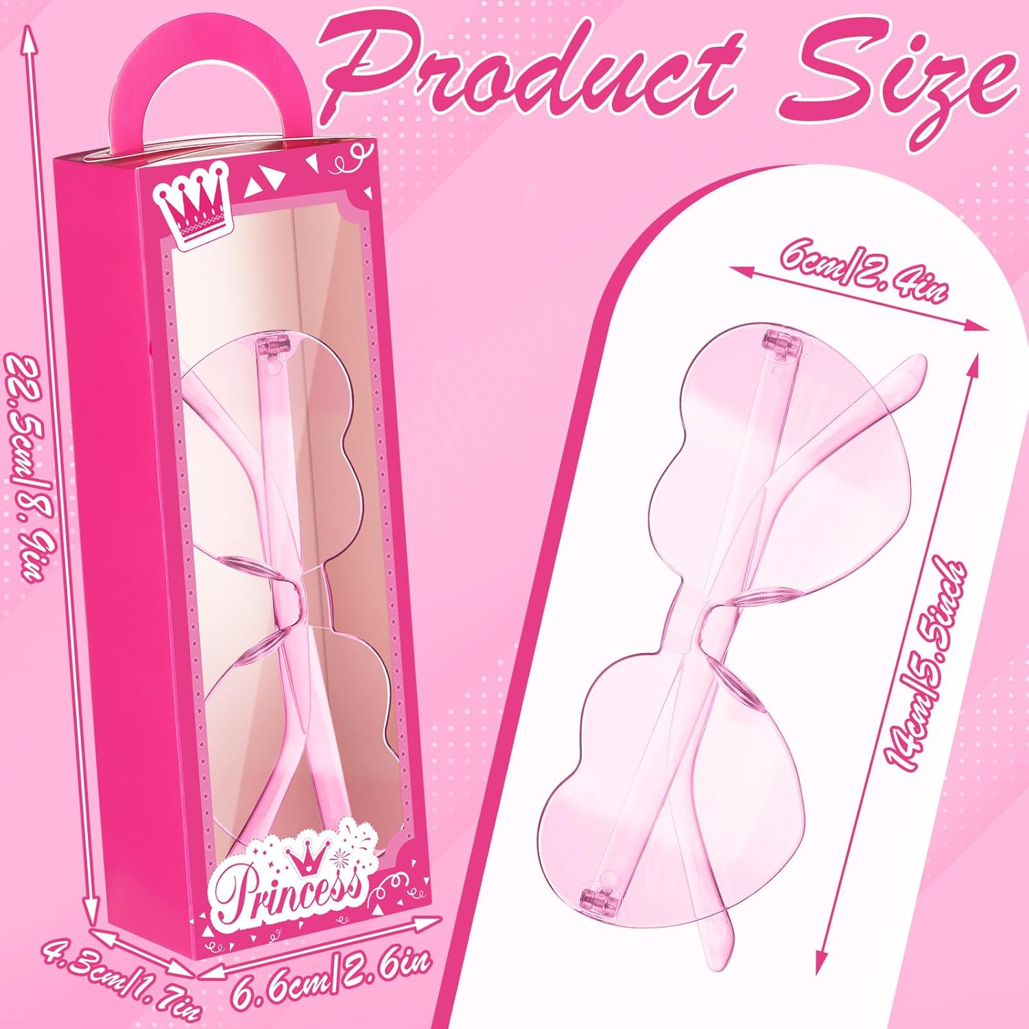 ReliThick 20 Pink Party Favor Boxes with Heart Shaped Sunglasses
