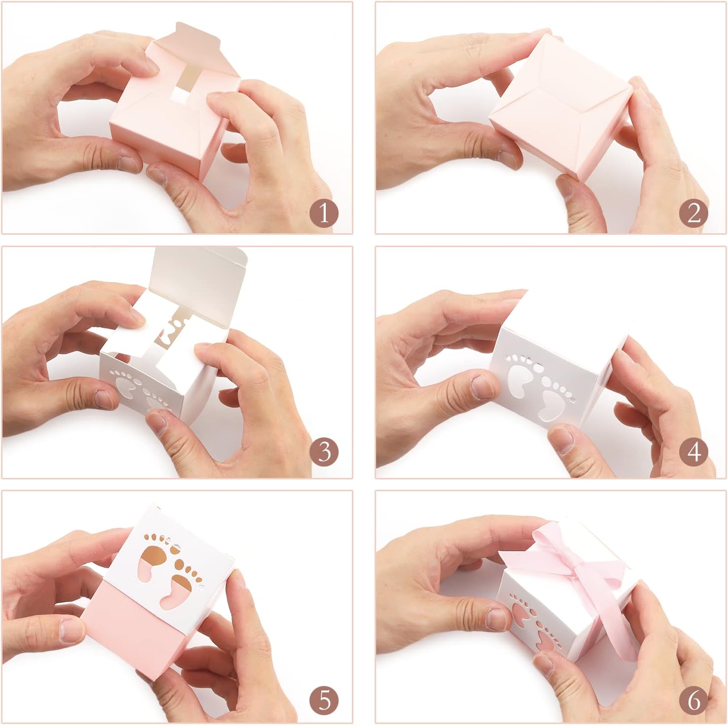 100 Pack Baby Shower Favor Boxes with Ribbon
