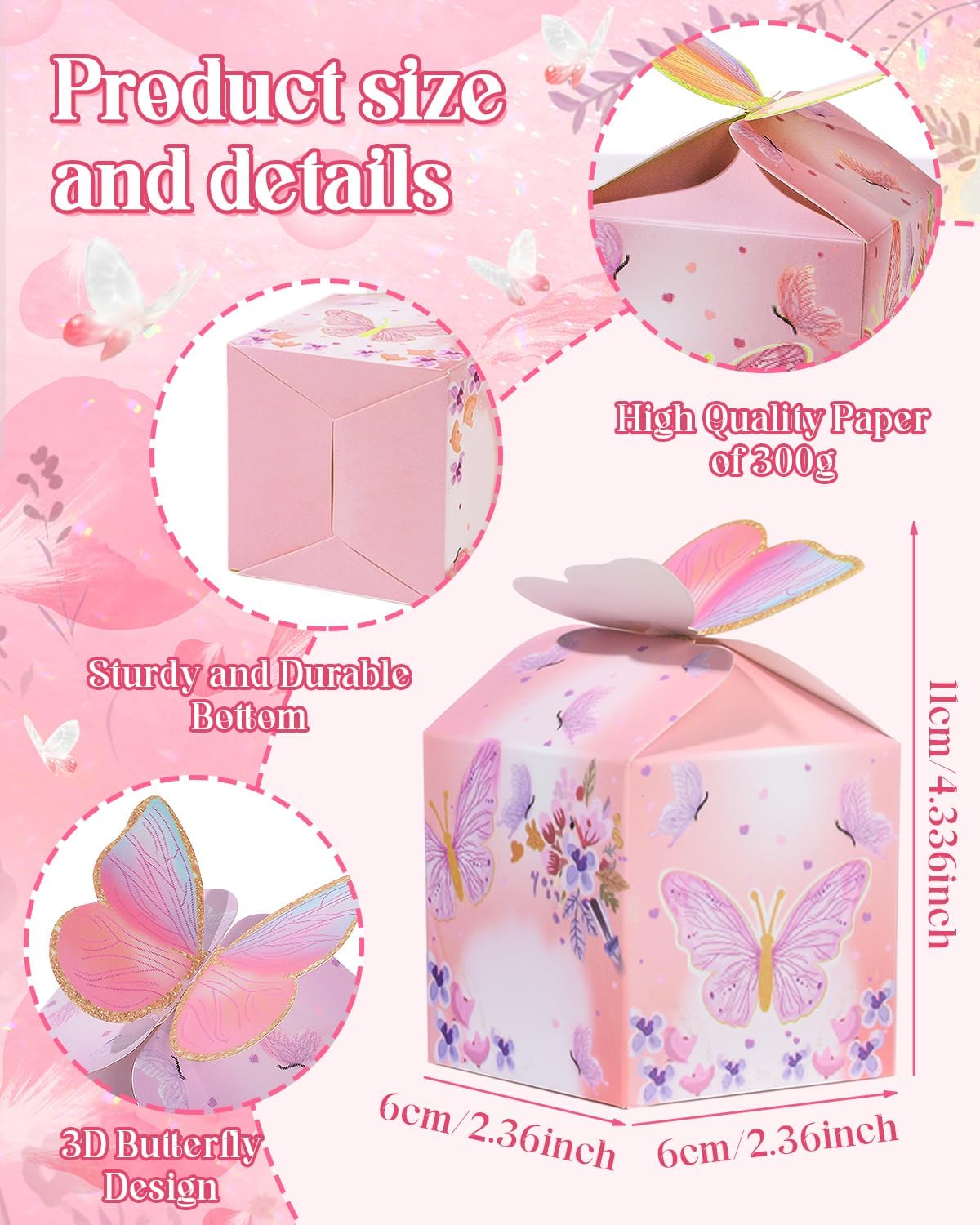 Liobelon 48 Pcs Mini Butterfly Gift Boxes for Parties
