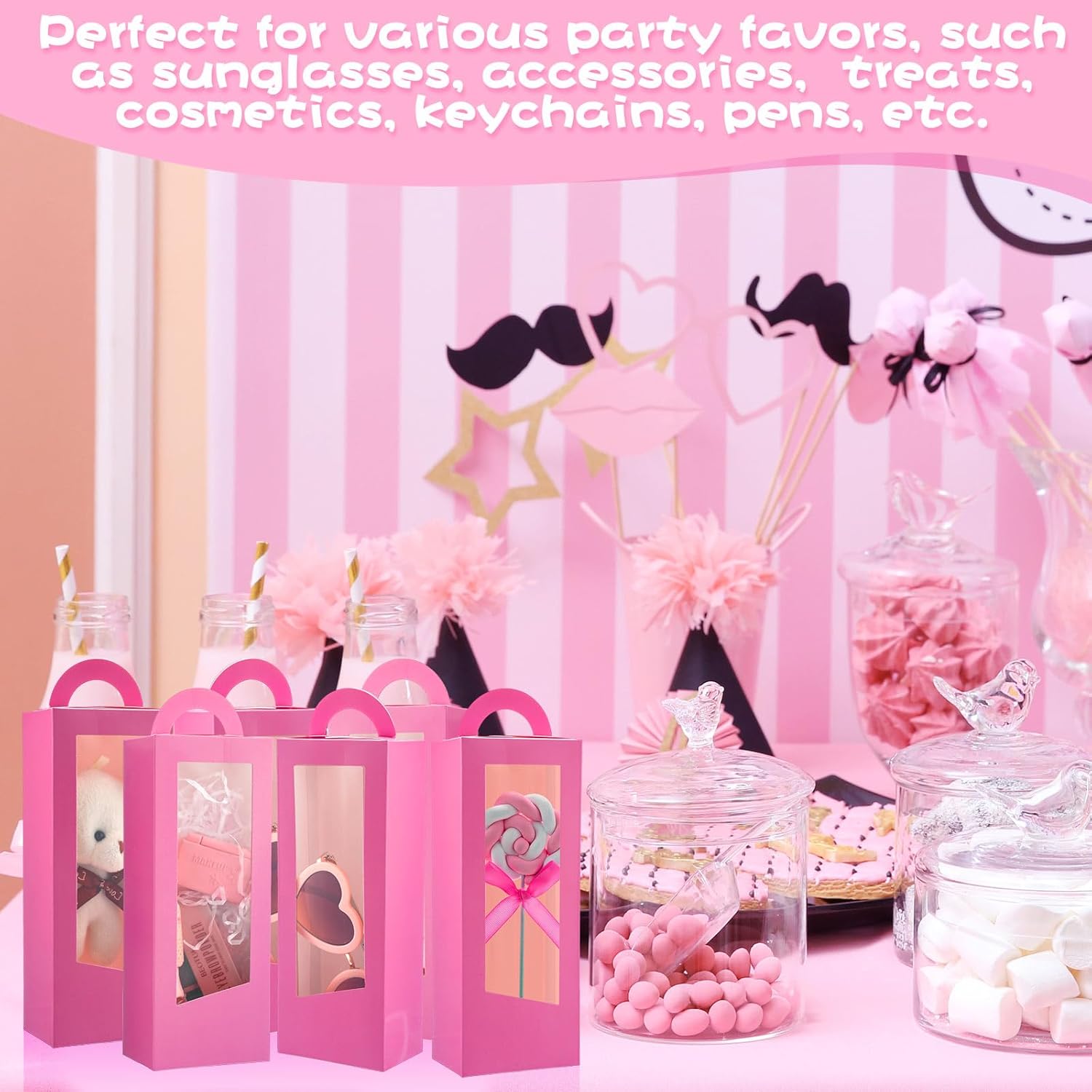 TecUnite 24 Pcs Pink Girl Party Favor Boxes