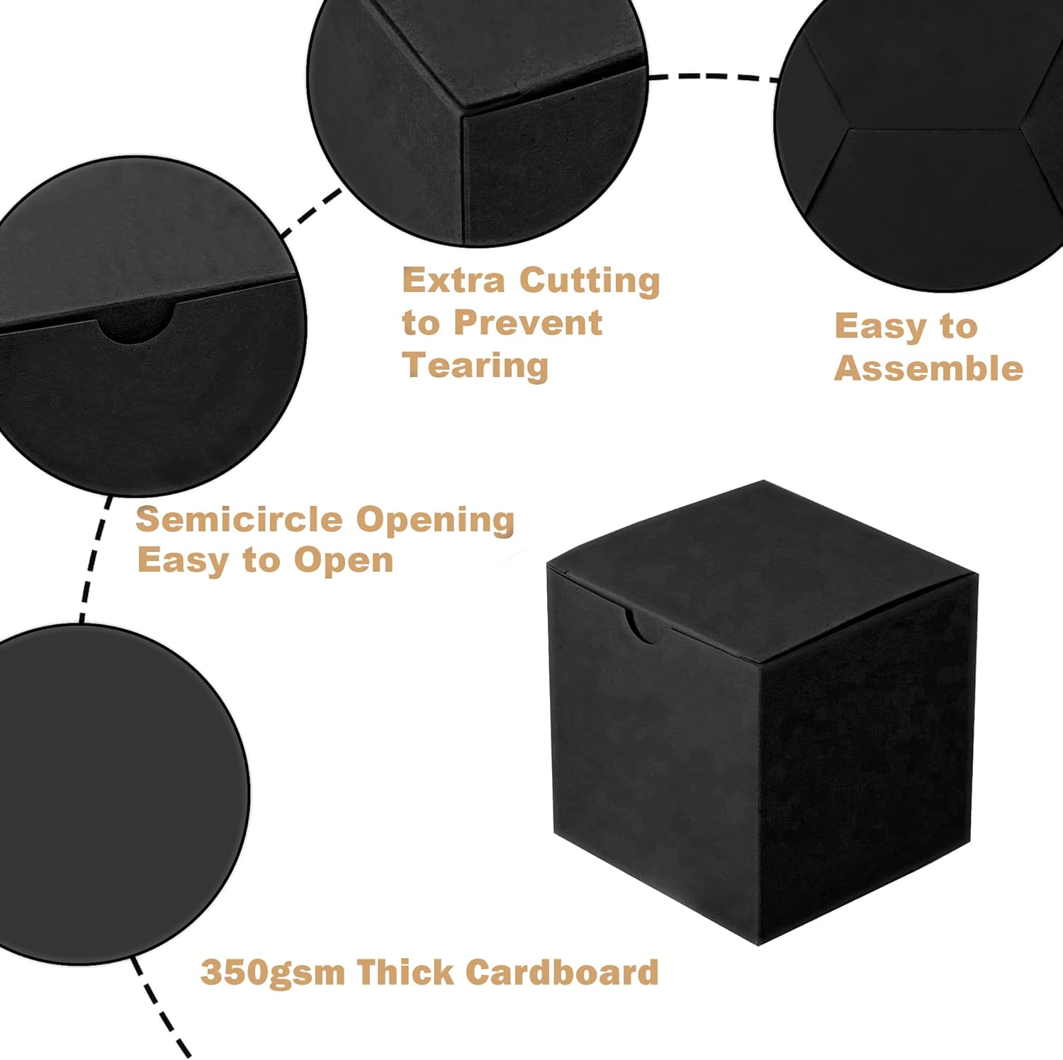 SHIPKEY 10 Pcs Black Cardboard Gift Boxes with Lids