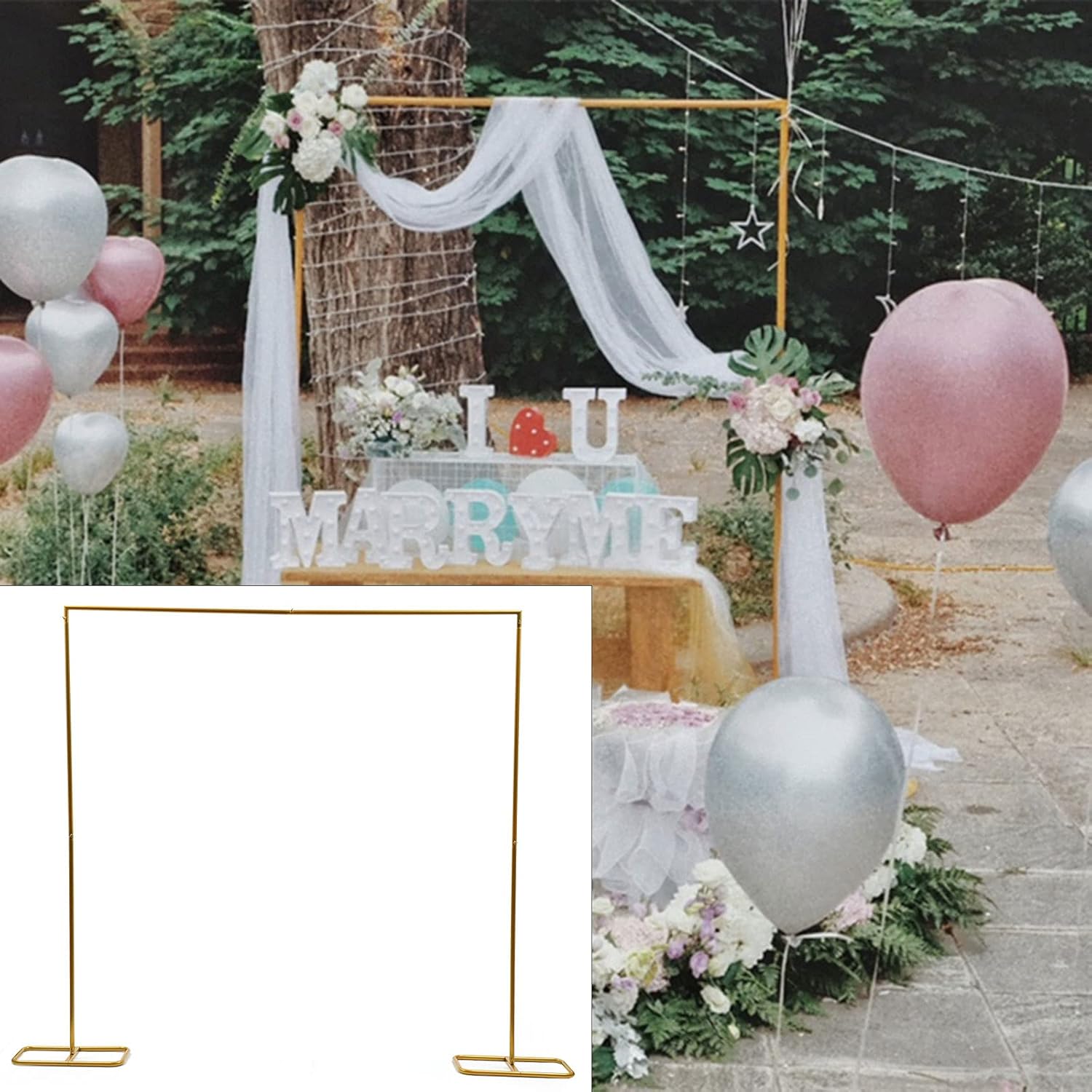 Gold Iron Square Wedding Arch Decor 66ft x 69ft
