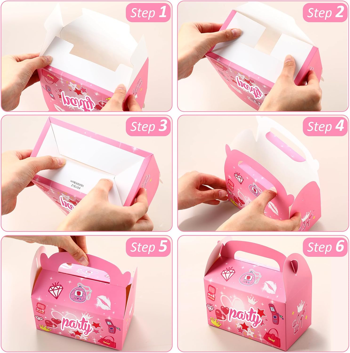 Motiskyy Blue Pink Goodie Bags 12 Pcs Gift Boxes with Handle