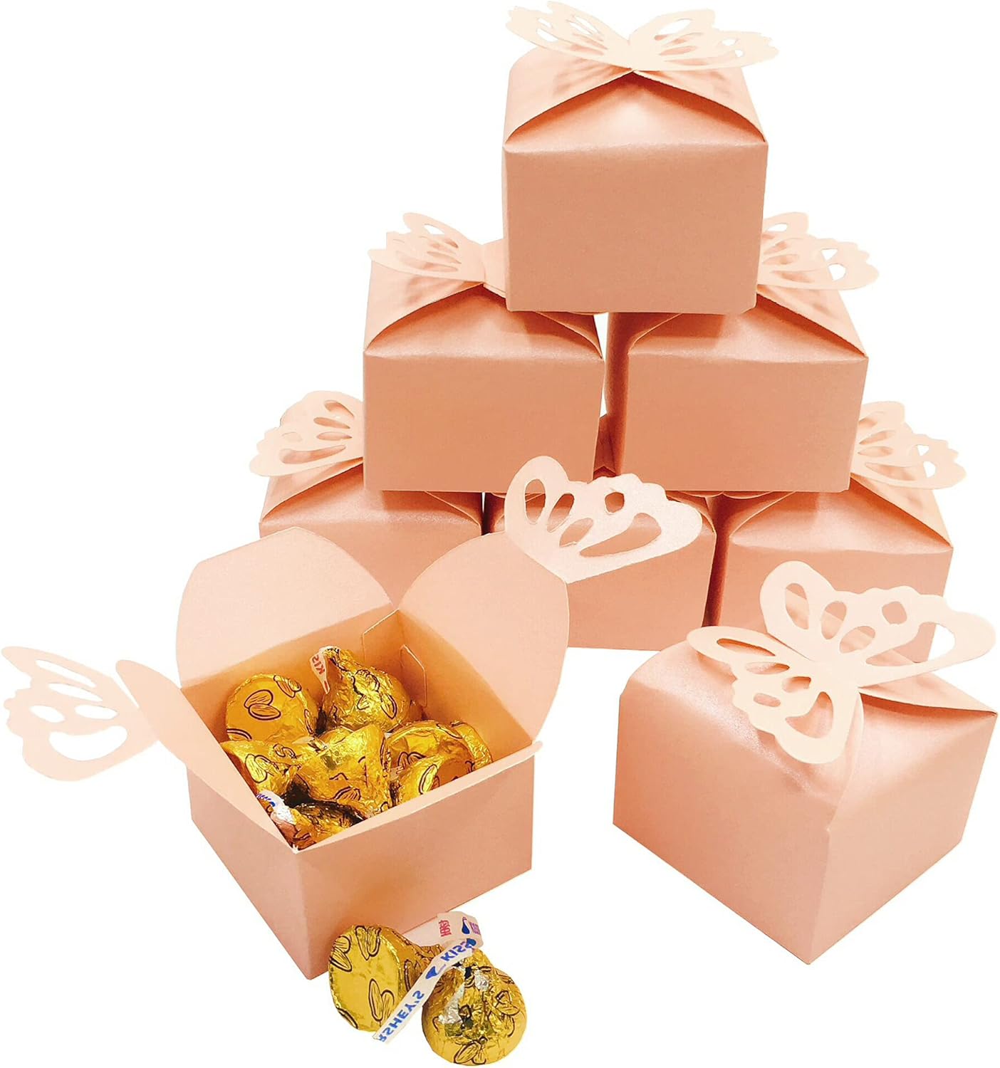Pink Butterfly Candy Treat Boxes Wedding Favors