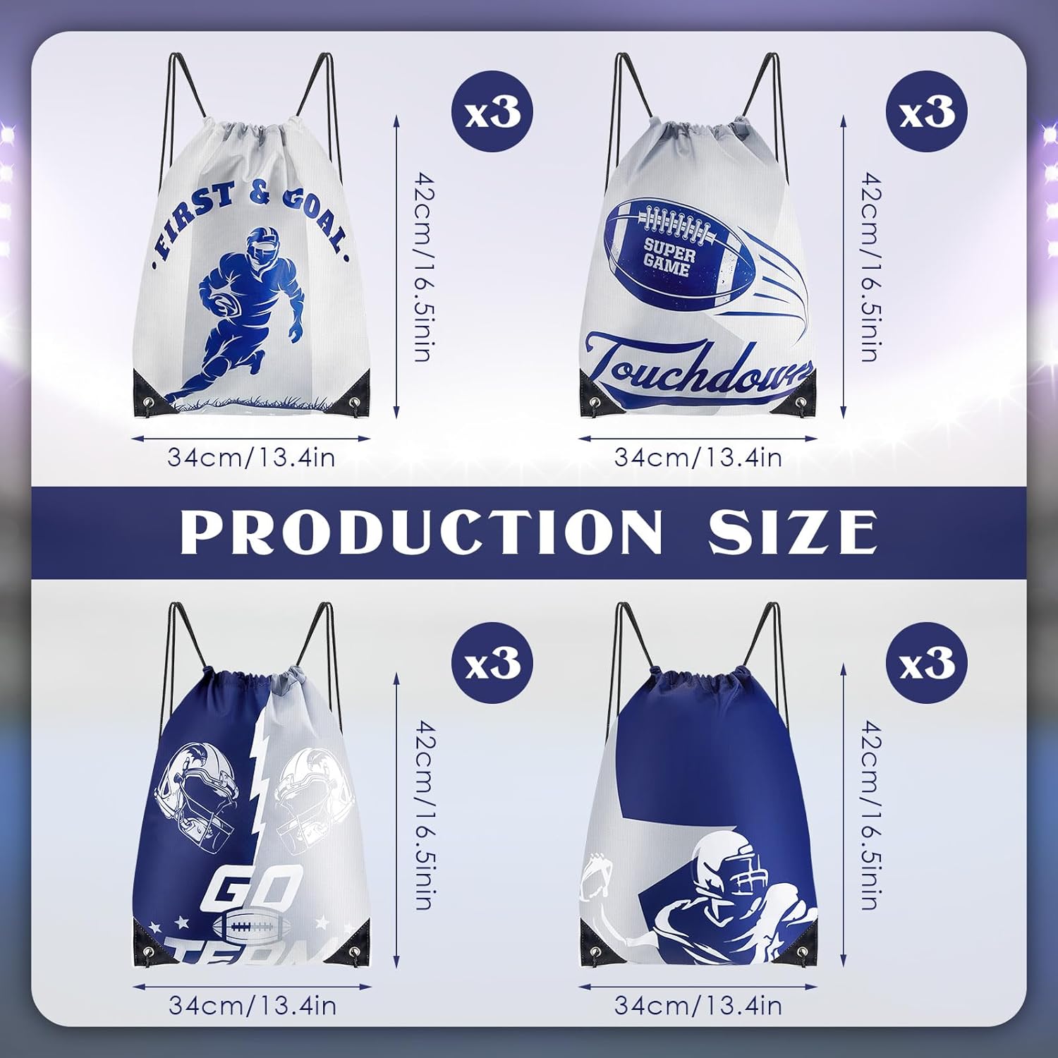 12 Pcs Football Fan Drawstring Backpacks Football Party Favors for Cowboys