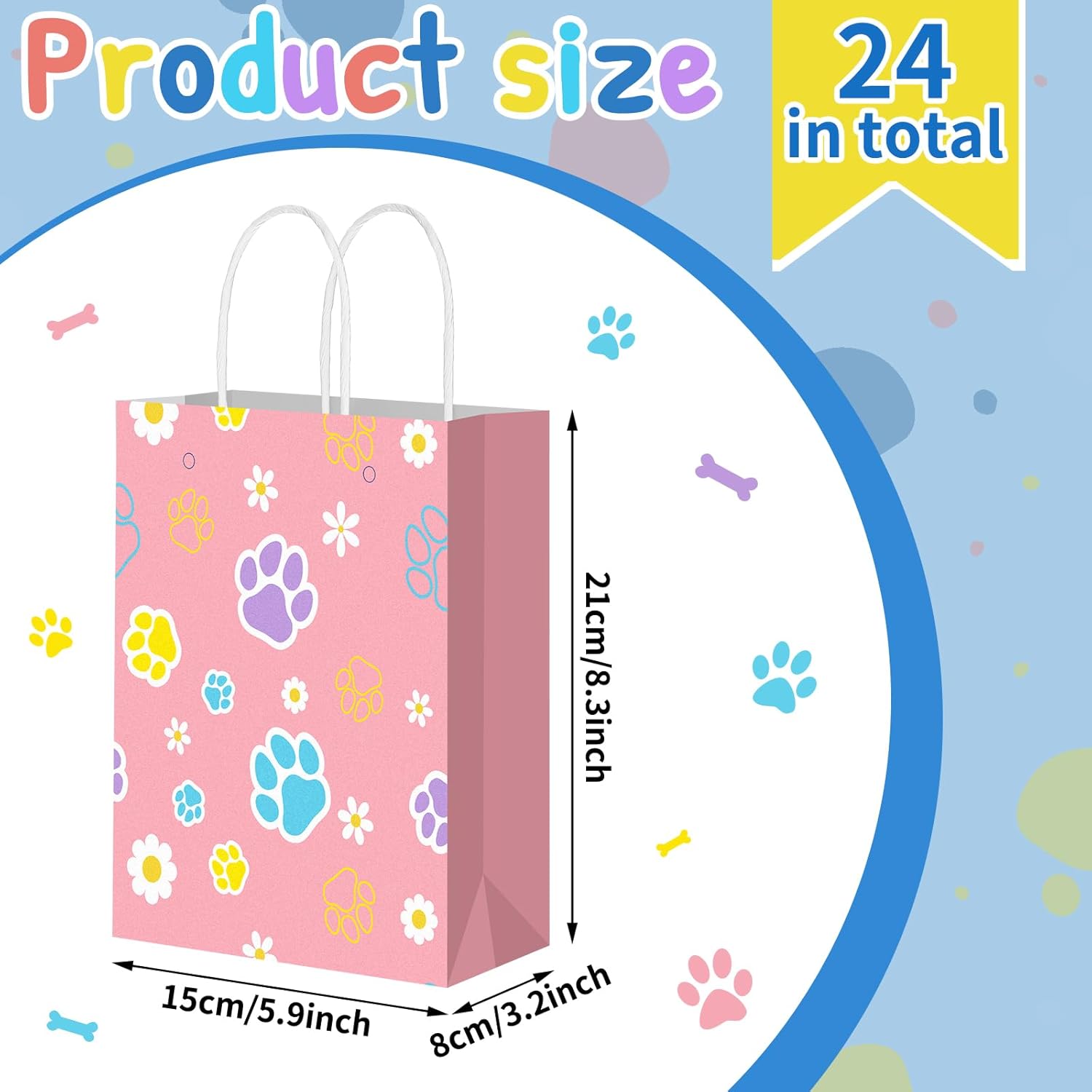 Kolldenn 24 Pcs Blue Dog Gift Bags with Handles