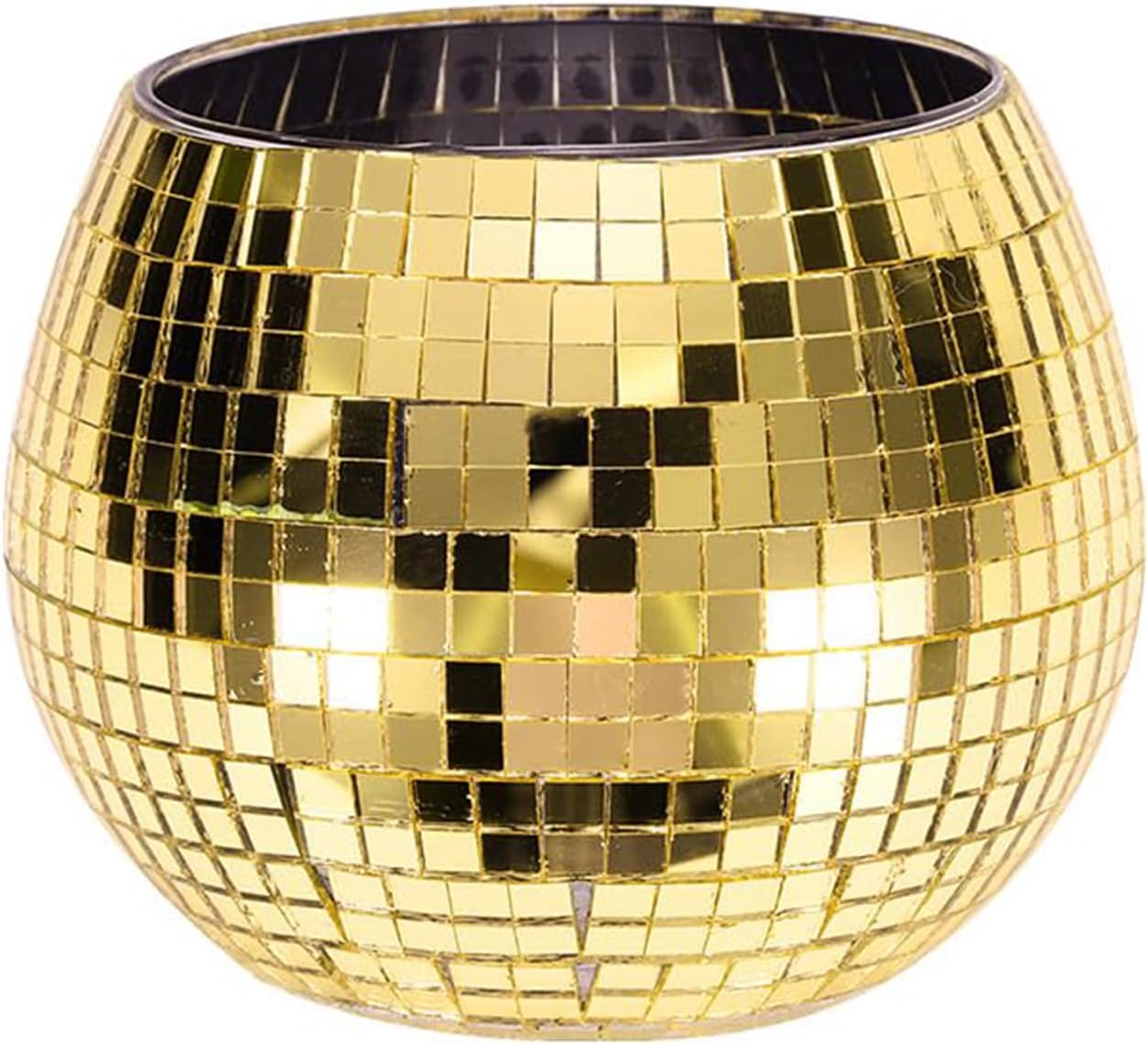 Gold Mosaic Glass Mirror Ball Planter