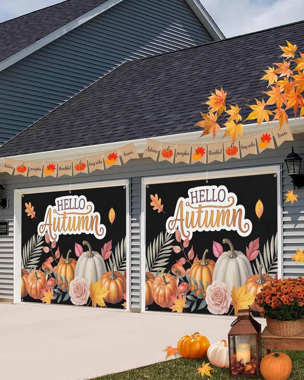 Hello Autumn Garage Door Cover 7x8ft with Grommets