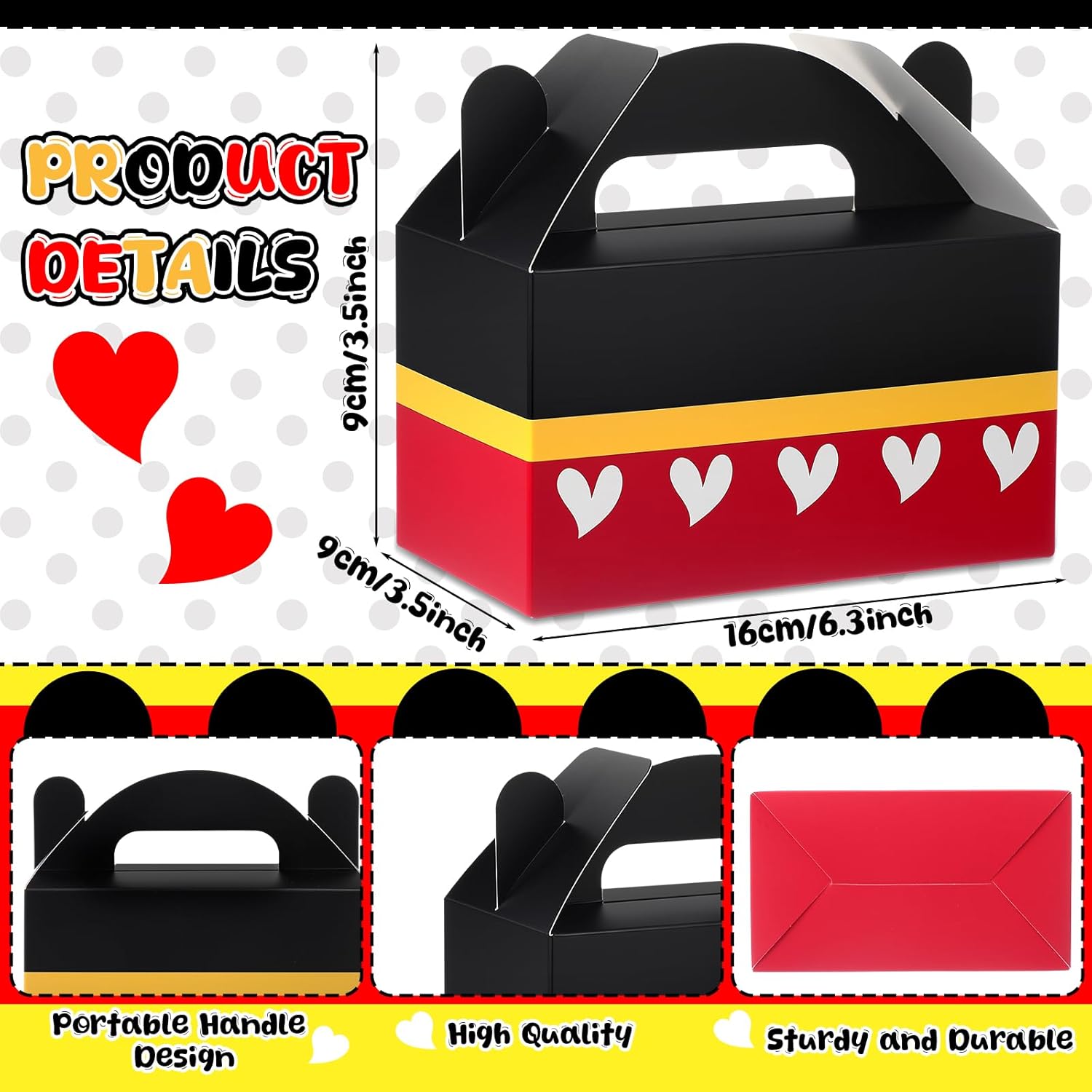 24 Cartoon Mouse Gift Bags with Handle for Birthday Party Favors