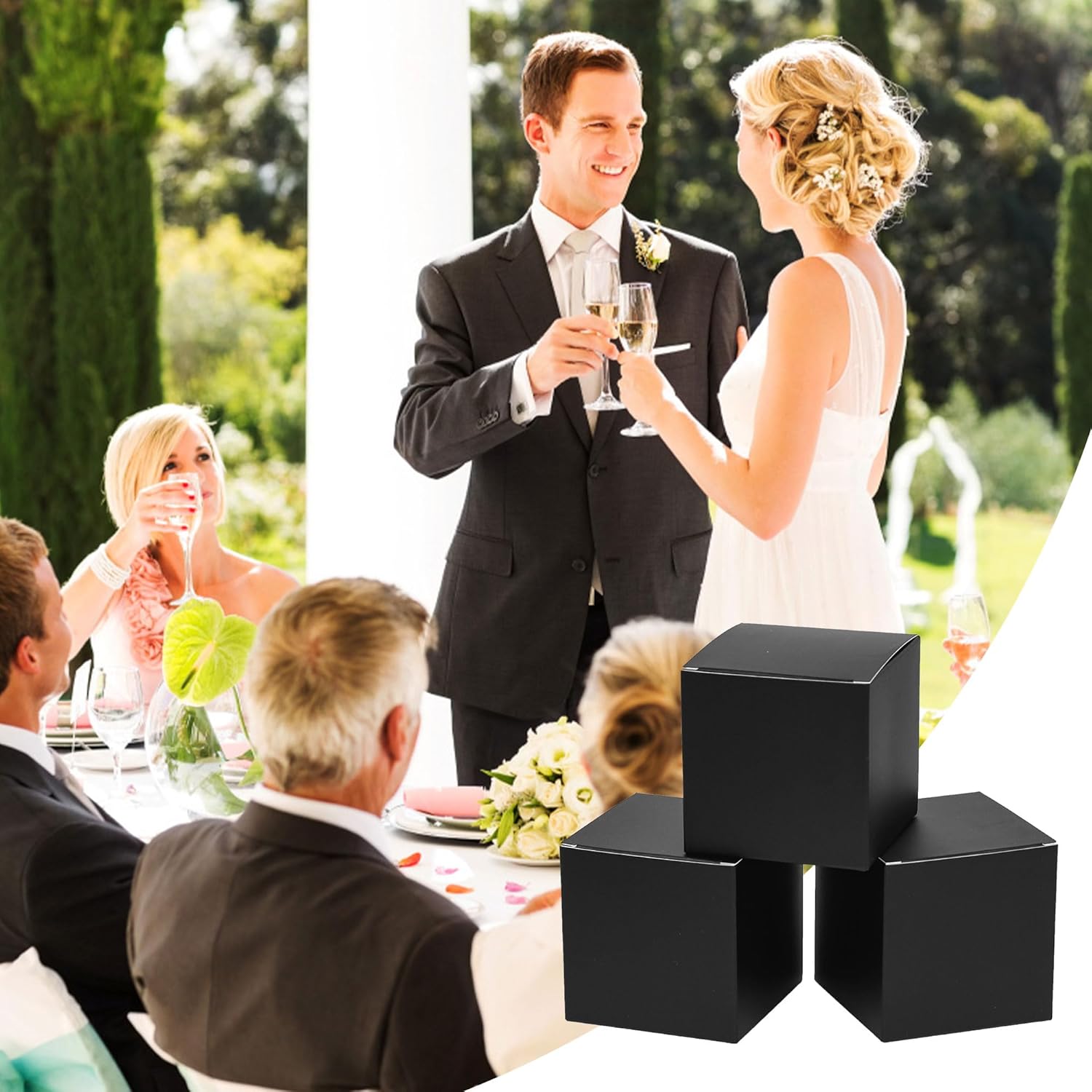20 Pack Small Square Black Gift Boxes with Lids for Wrapping