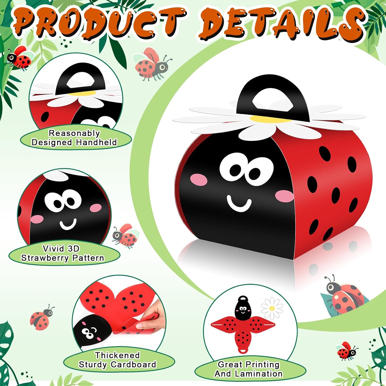 Humyoun 36 Pcs Ladybug Gift Boxes Party Favor Treat Bags