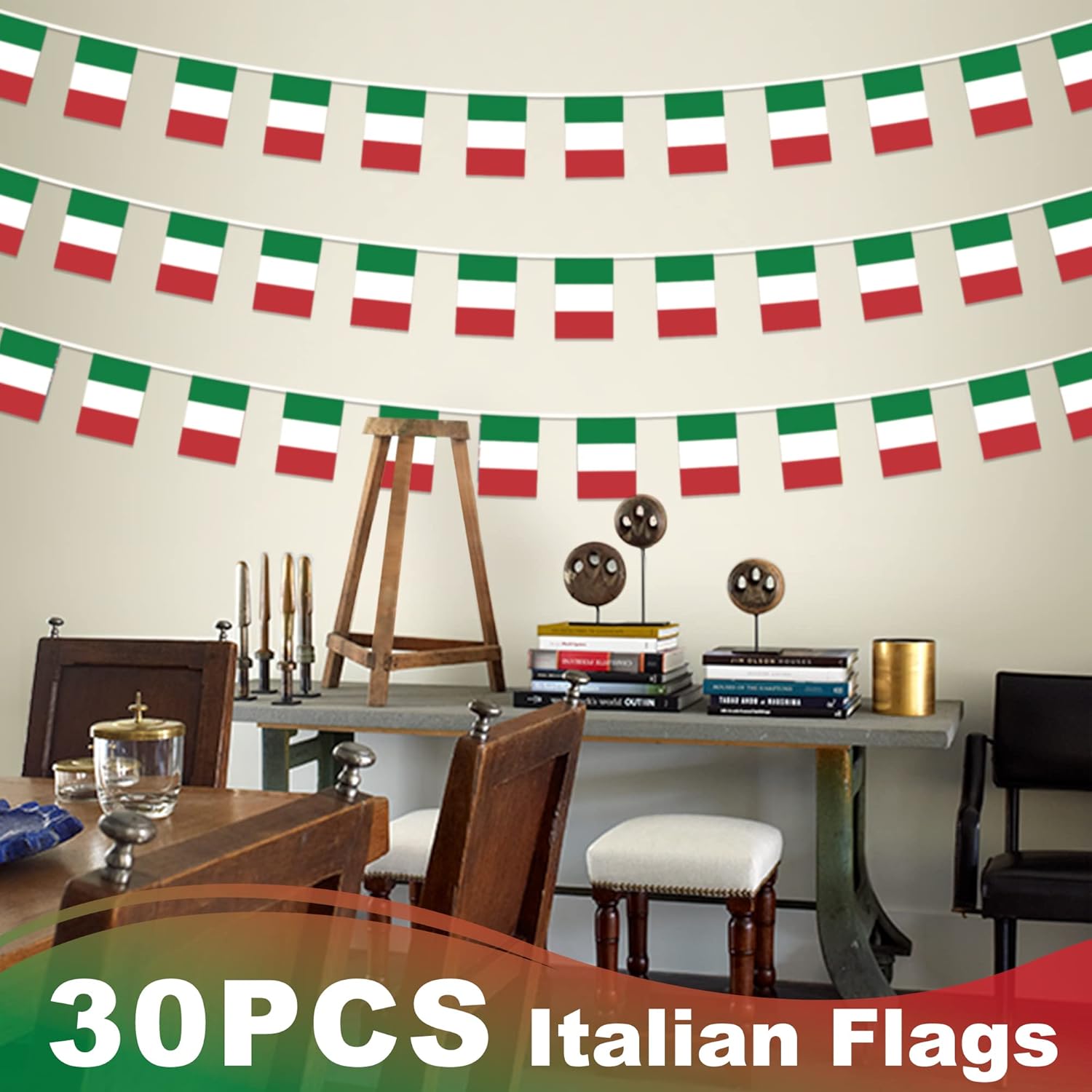 Italy String Flag Pennant Banner 33 Feet 30 Flags