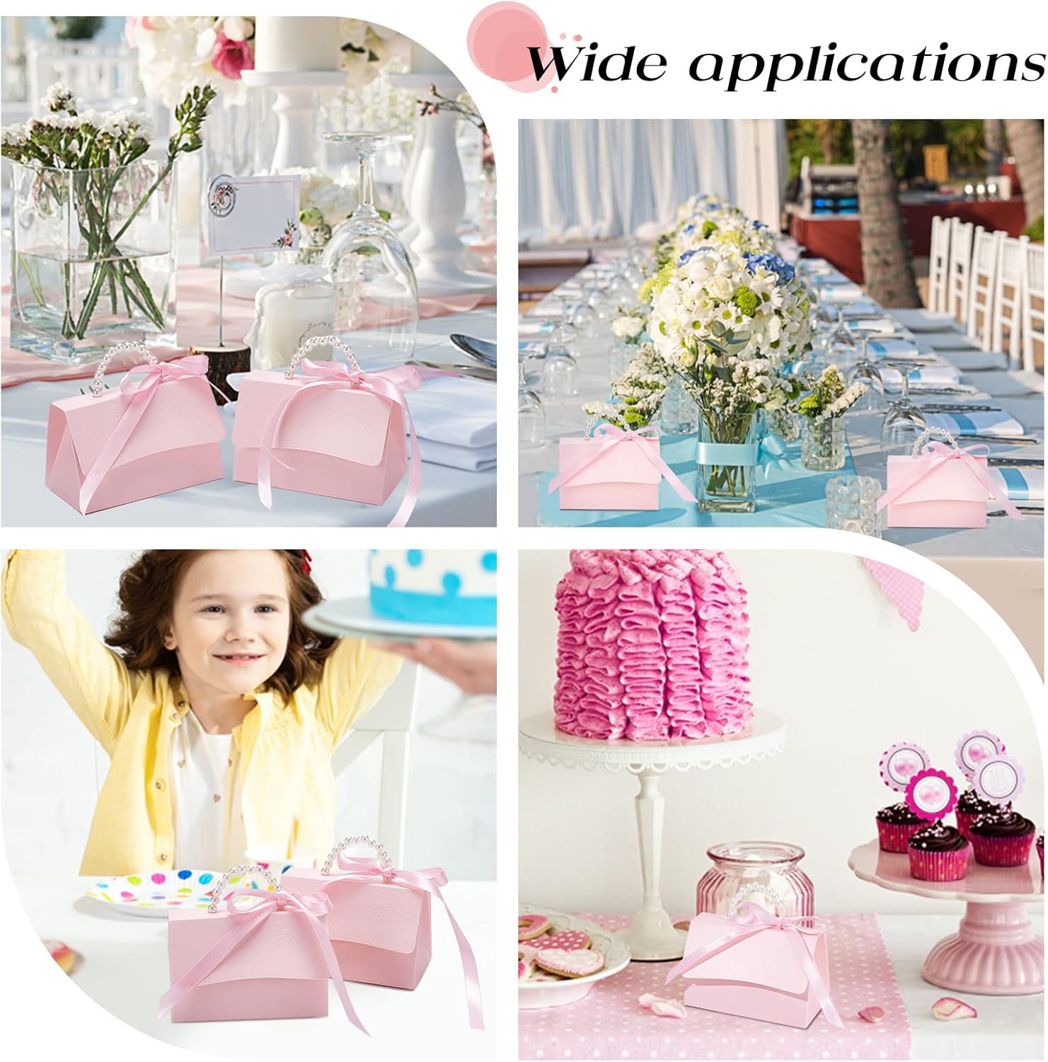 BENECREAT 16Set Pink Kraft Gift Box DIY Kit with Pearl Handle