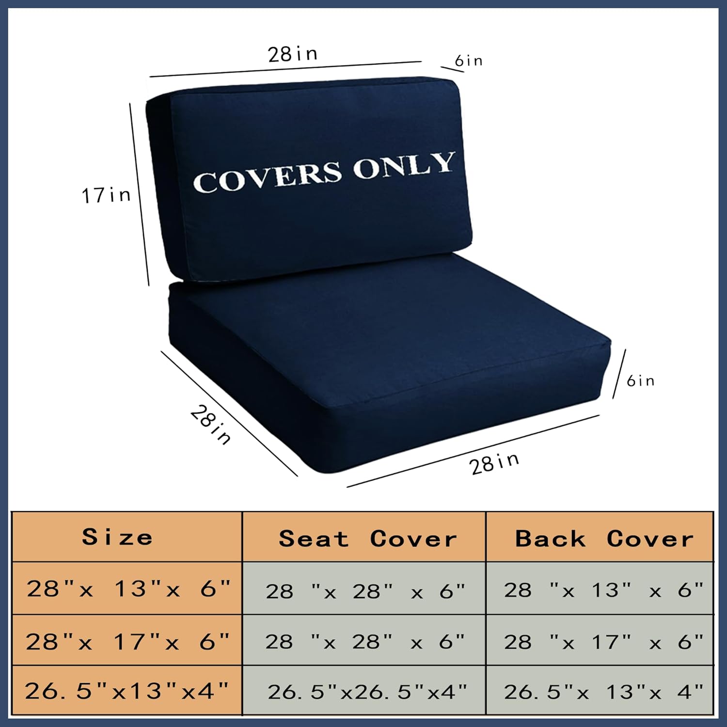 Sqodok Deep Outdoor Cushion Covers 4PCS Set