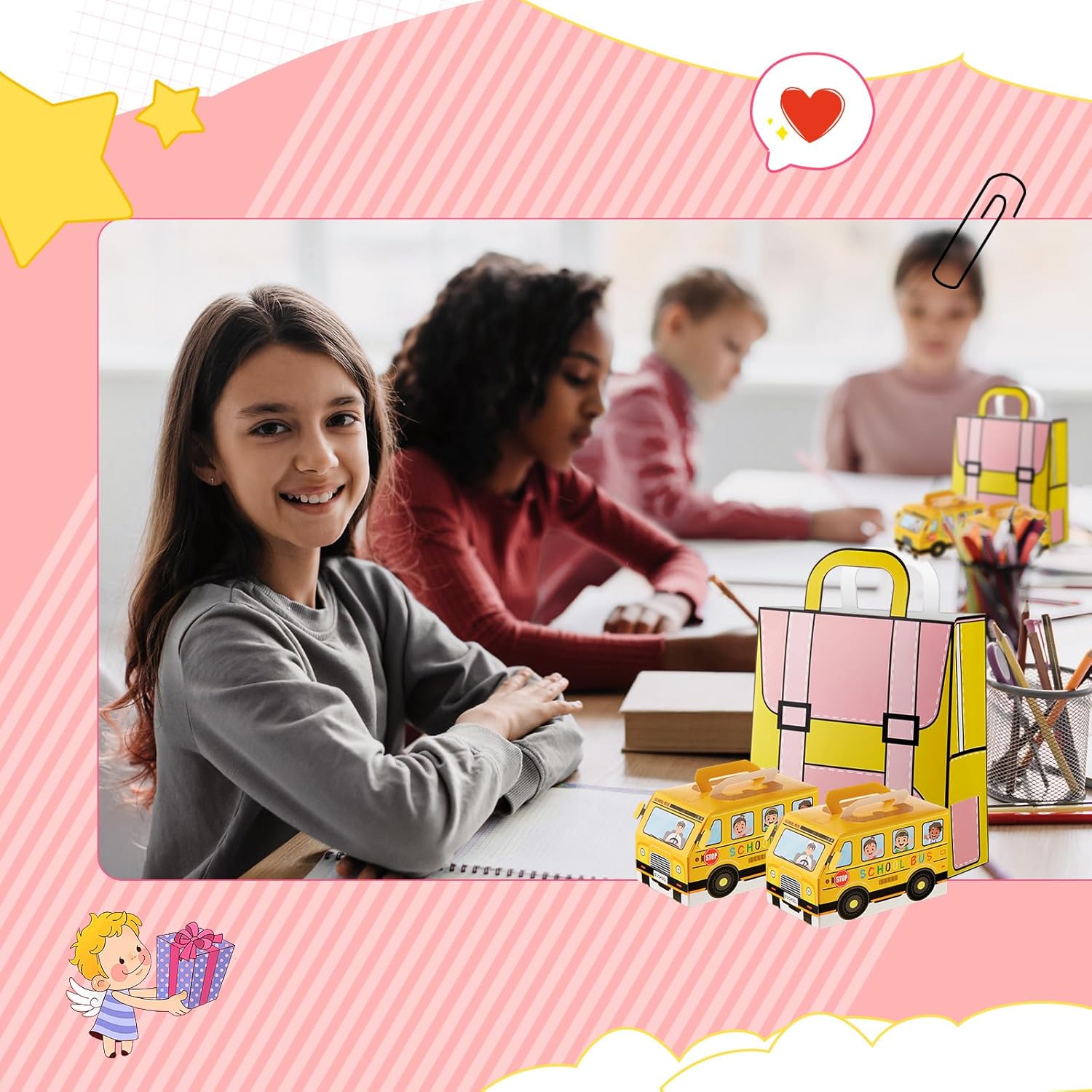 Weysat 36 Pcs School Bus Goodie Box and Backpack Bags Set