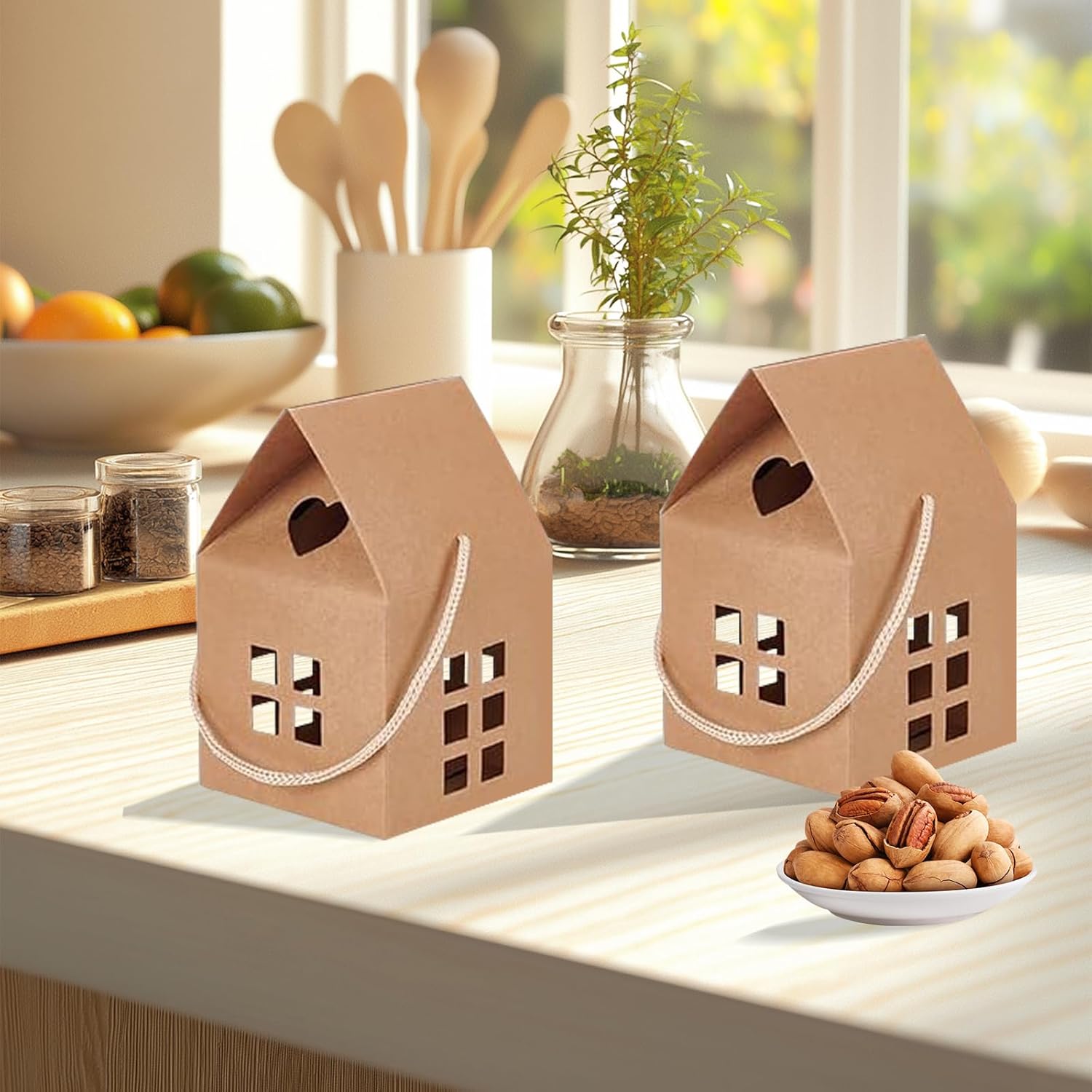 GeryVtee 36 Pcs House Gift Boxes Kraft Paper Candy Containers