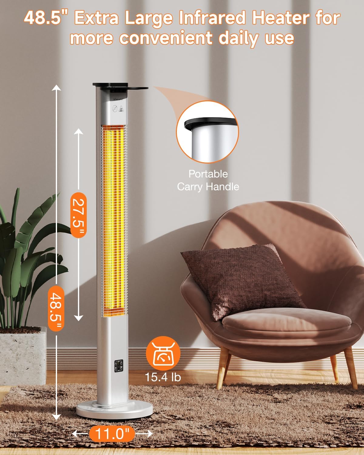Blessny 485 Outdoor Heater with IP65 Waterproof and 3 Heating Modes