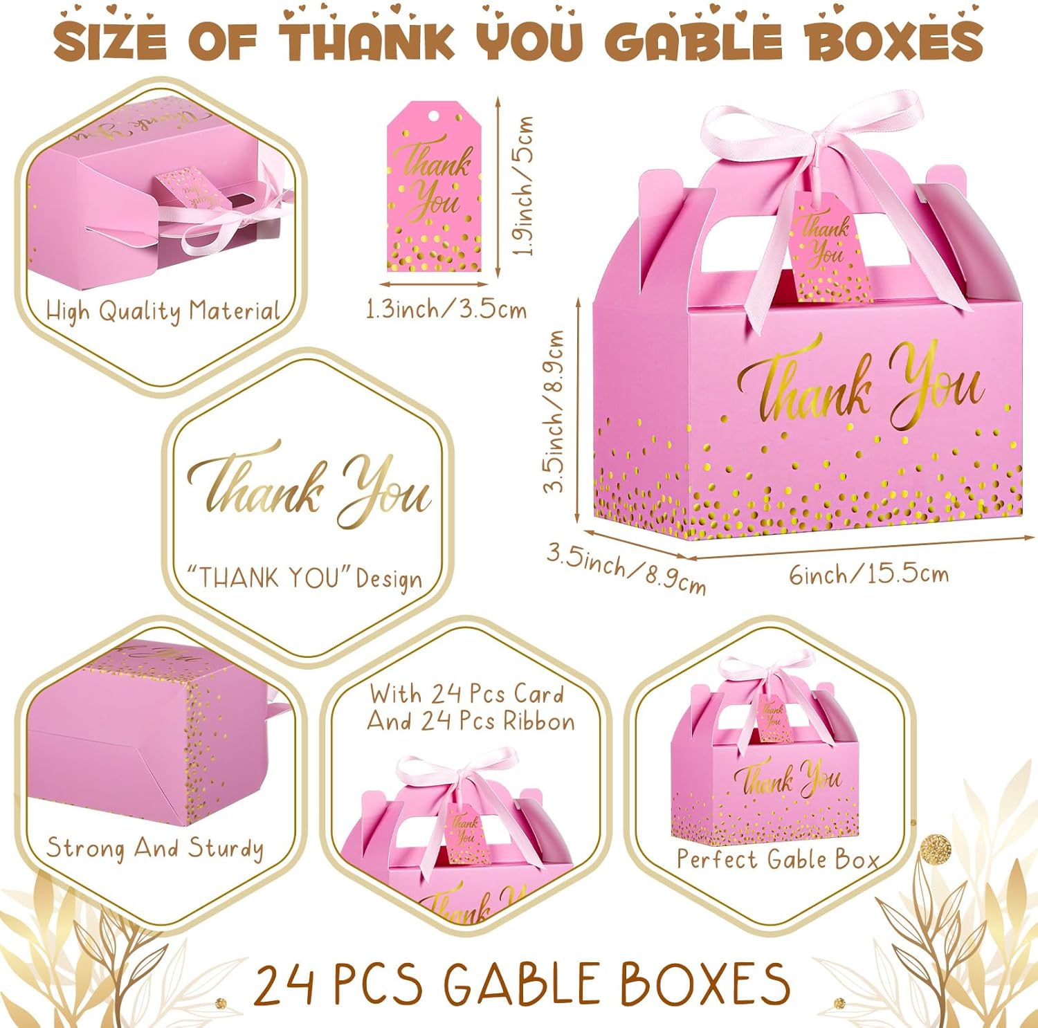 Qilery 24 Thank You Treat Boxes with Card and Ribbon