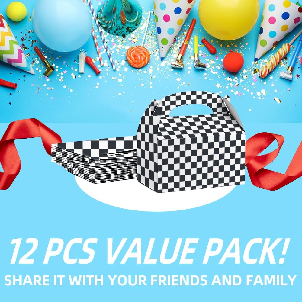 Keioy 16pcs Racing Flag Gift Bags Race Car Theme Party Favors