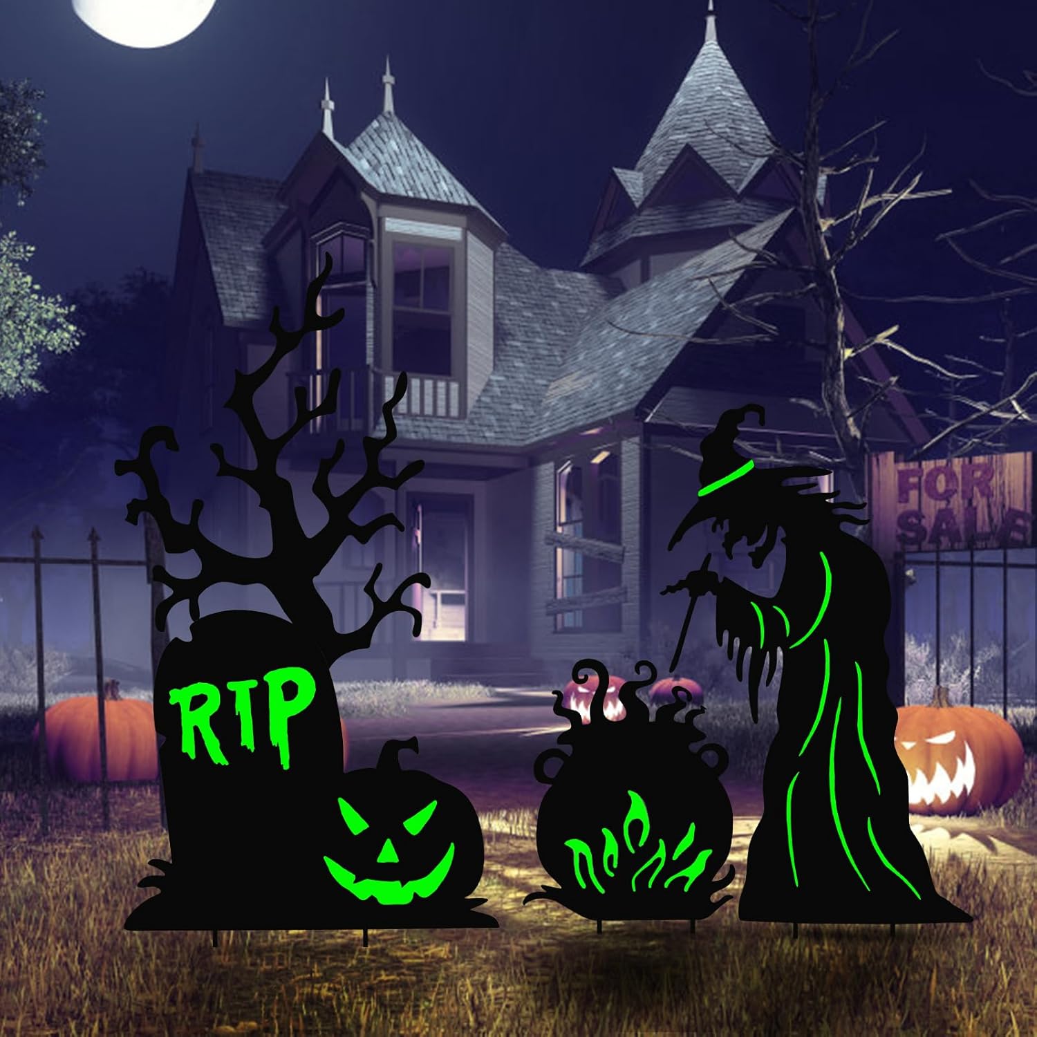 BRIGHTDECK Halloween Yard Signs 3 Pack Outdoor Decorations