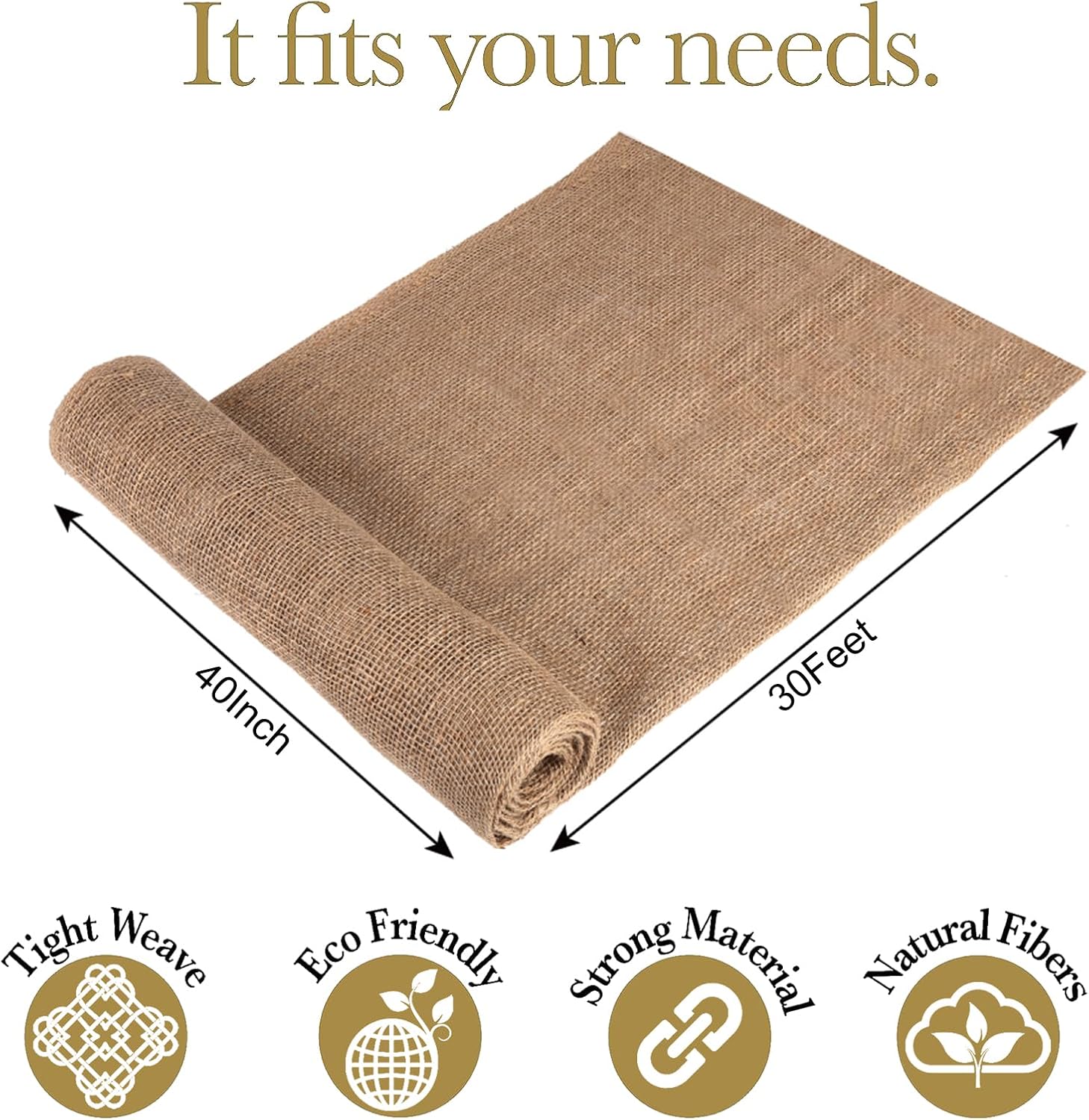 Butarfe 40 Ft x 30 Ft Burlap Garden Fabric Roll Weed Barrier