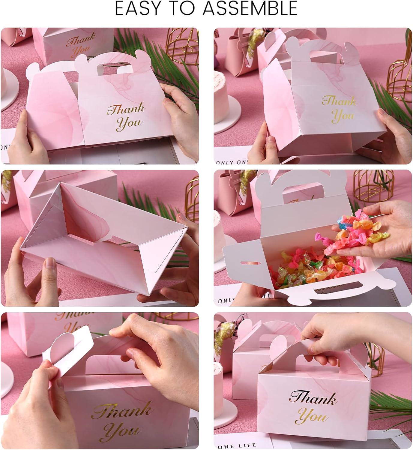 VGOODALL 16PCS Mini Pink Marble Gift Boxes