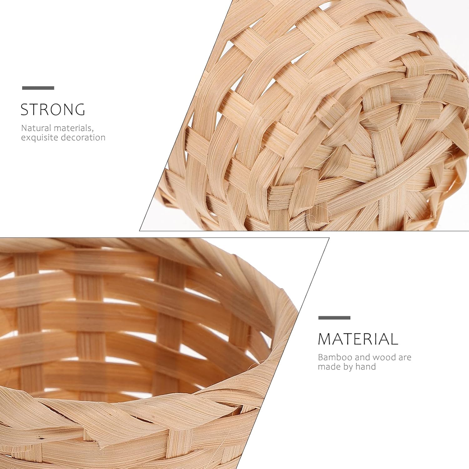 10pcs Mini Bamboo Storage Basket Fruit Holder Woven Basket Plant Container
