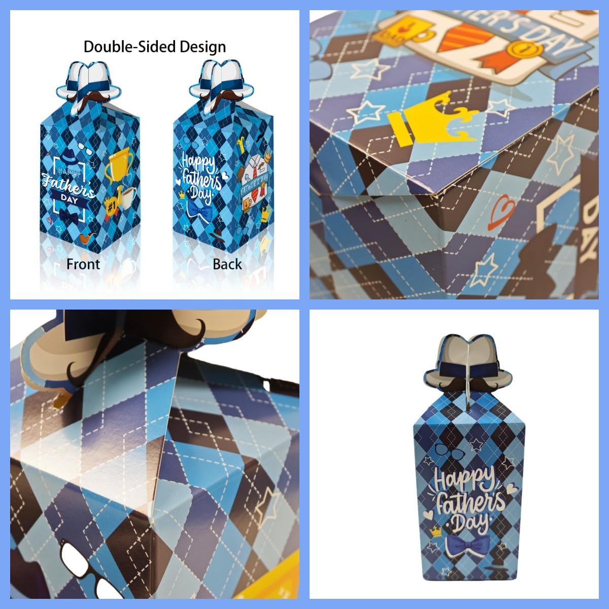 LOONELO Fathers Day Favor Boxes 12 Pcs Blue Cardboard Treat Gift Boxes