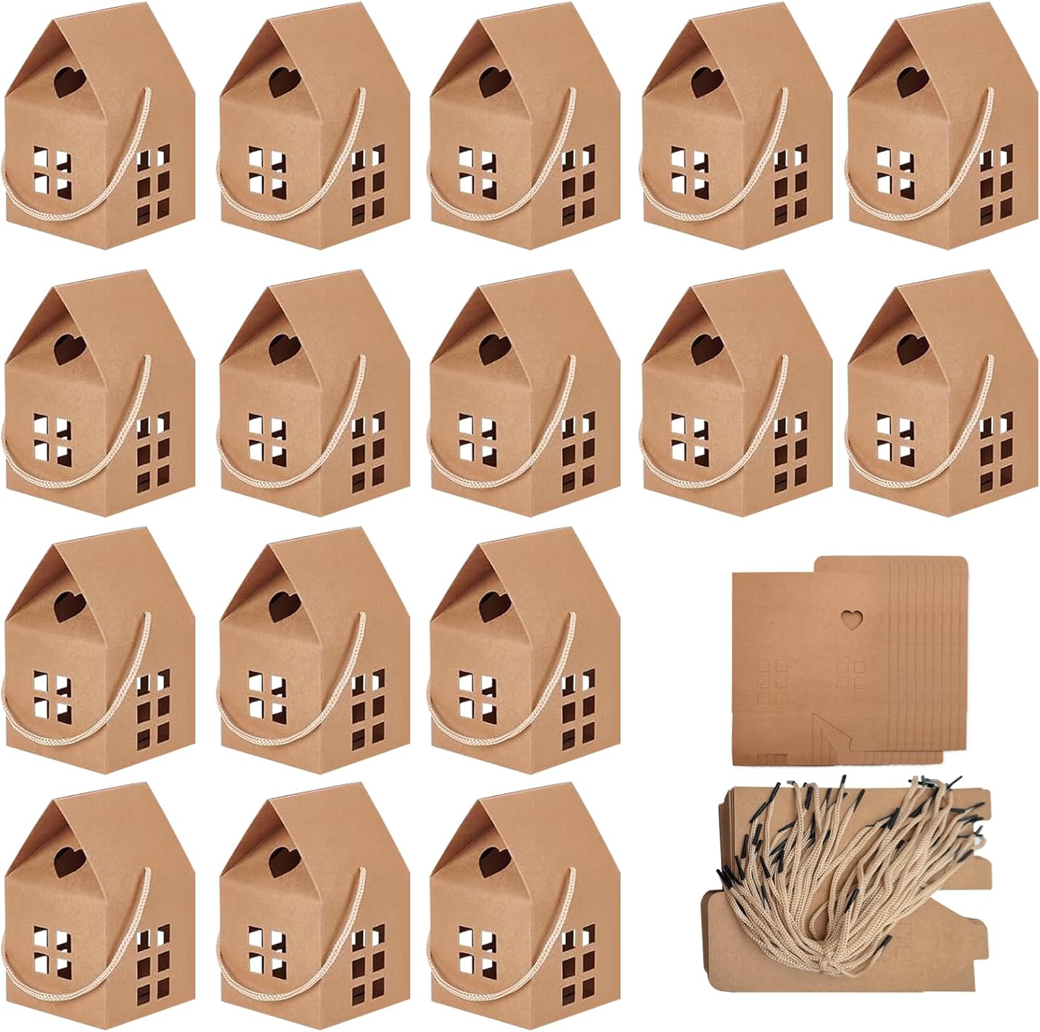 GeryVtee 36 Pcs House Gift Boxes Kraft Paper Candy Containers