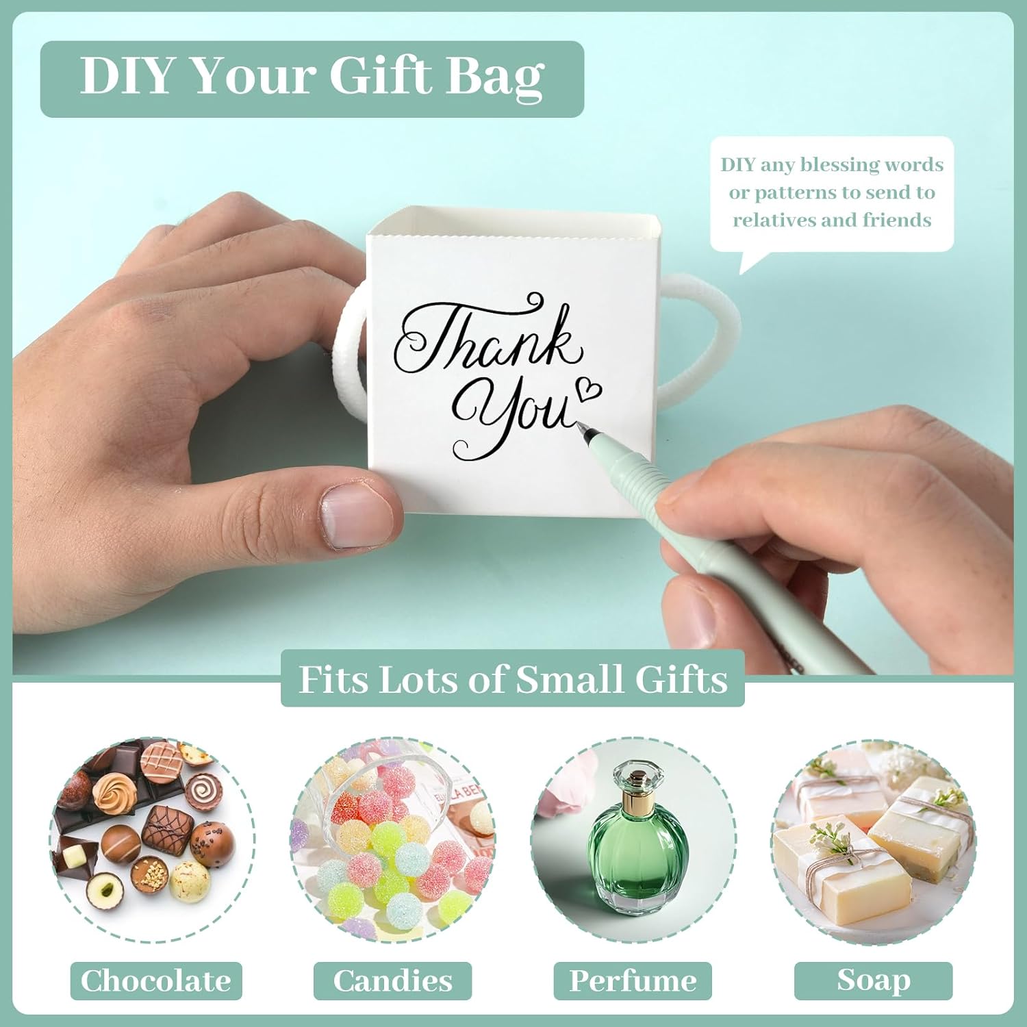 LawnIdyll 50 Pcs Succulent Wrap Bags with Thank You Stickers
