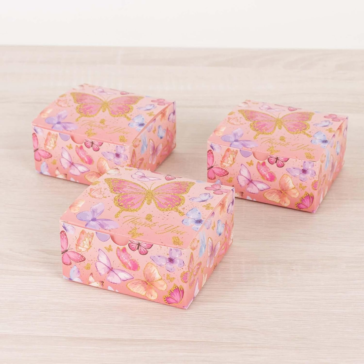 Efavormart 25 Pink Butterfly Party Favor Boxes with Thank You Print
